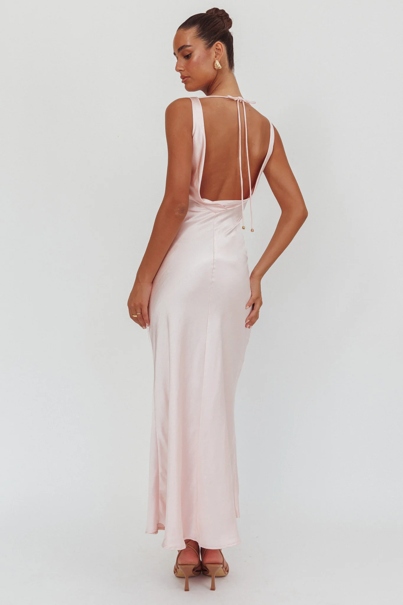 Good Intentions Cowl Neck Open Back Maxi Dress Pink - Sonourner