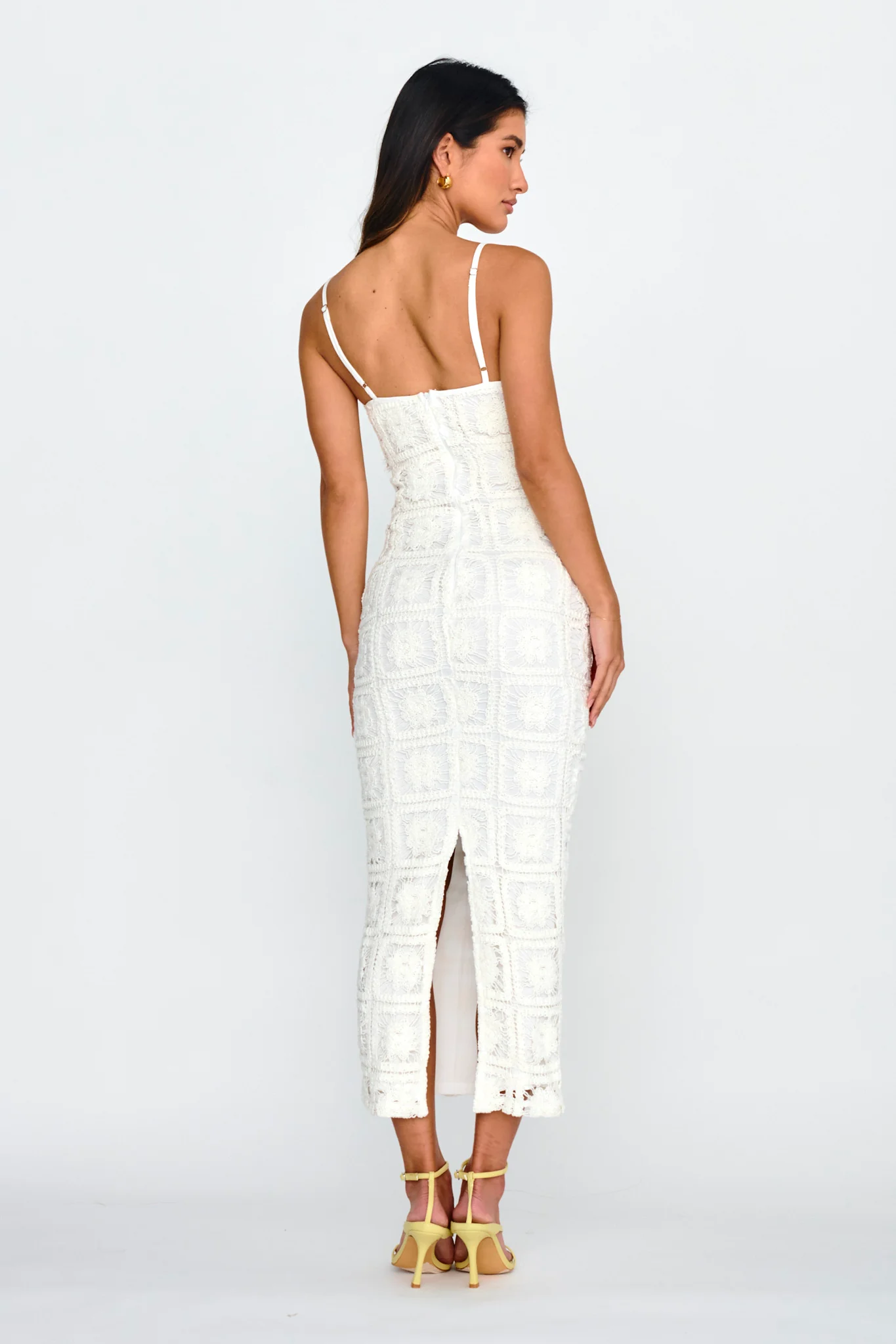 Cayman Sunset Crochet Midi Dress White - Sonourner