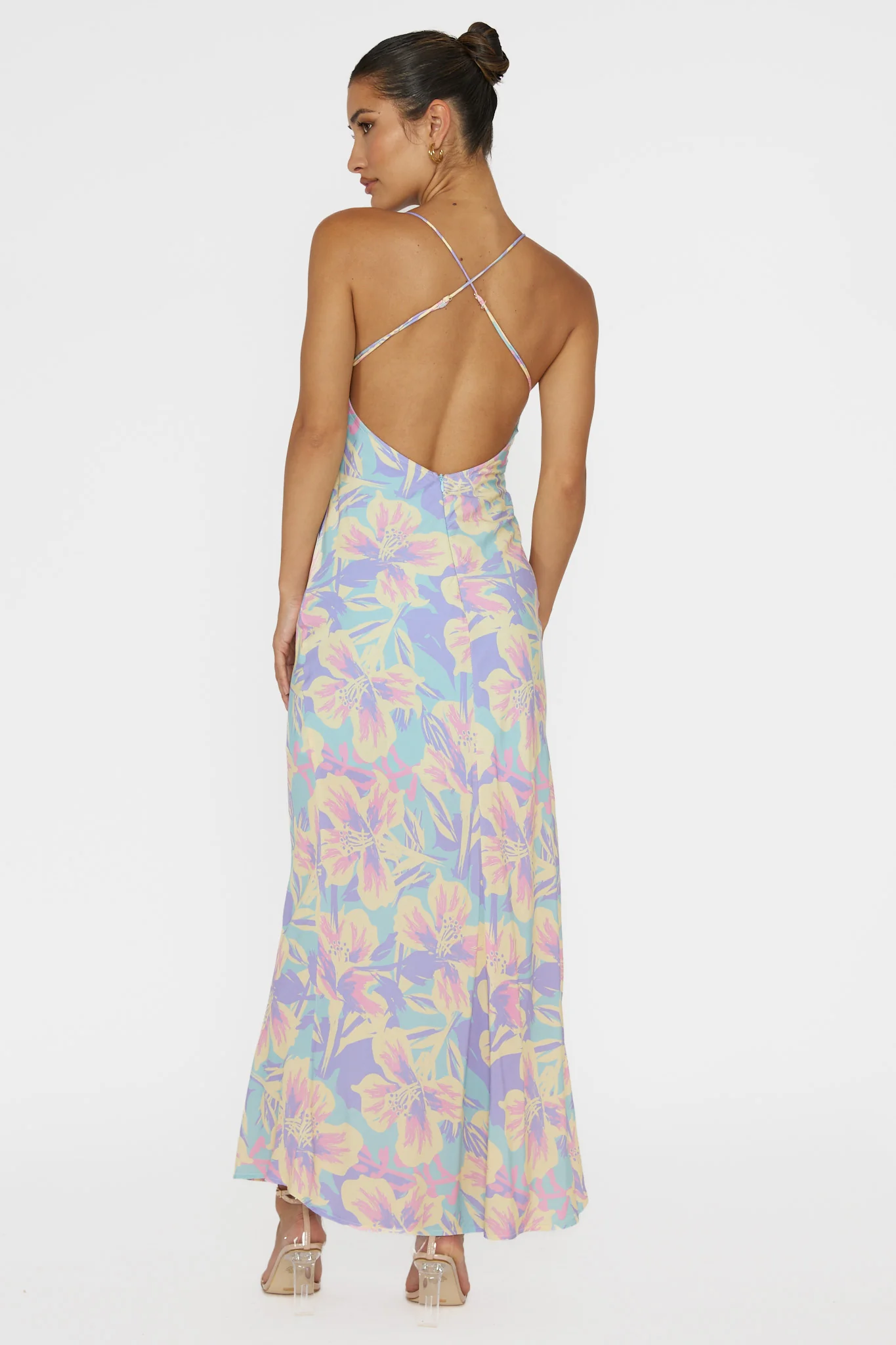 Libby Scoop Back Maxi Dress Floral Blue - Sonourner