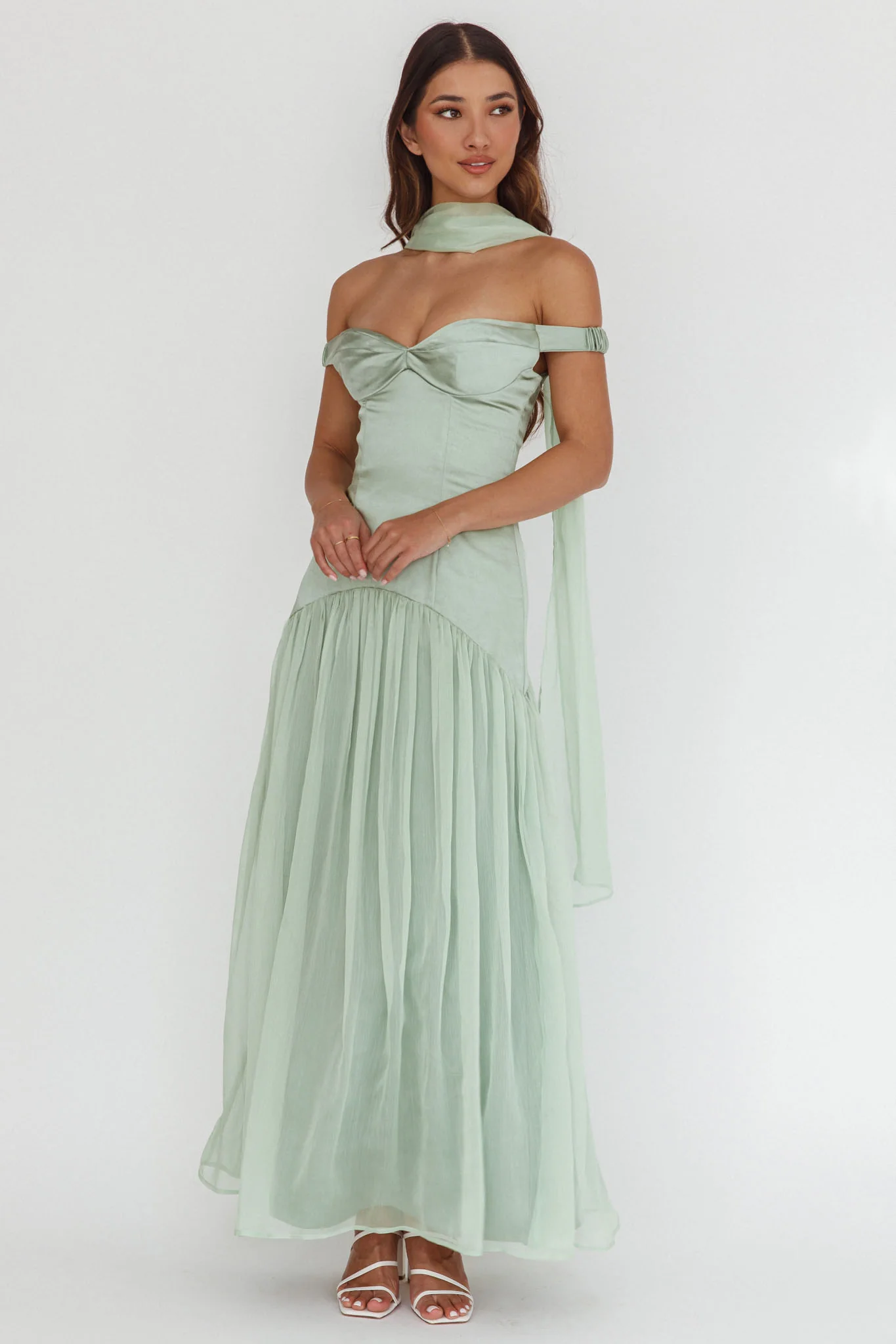 Kaycee Drop Waist Maxi Dress Sage - Sonourner