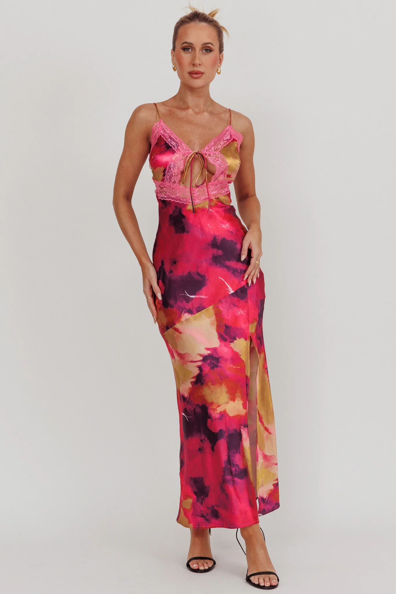 Saga Bust Keyhole Satin Maxi Dress Purple - Sonourner