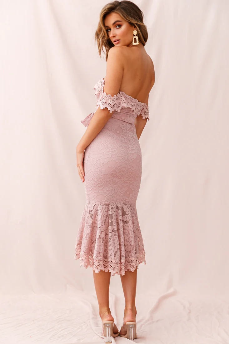 Patience Lace Bodycon Midi Dress Mauve - Sonourner