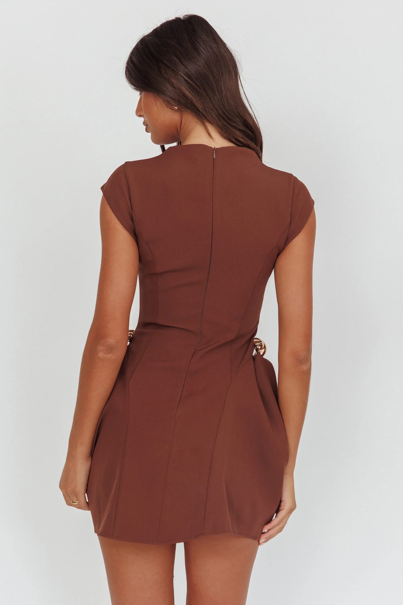 Girl Talks Cap Sleeve Puff Skirt Mini Dress Chocolate - Sonourner