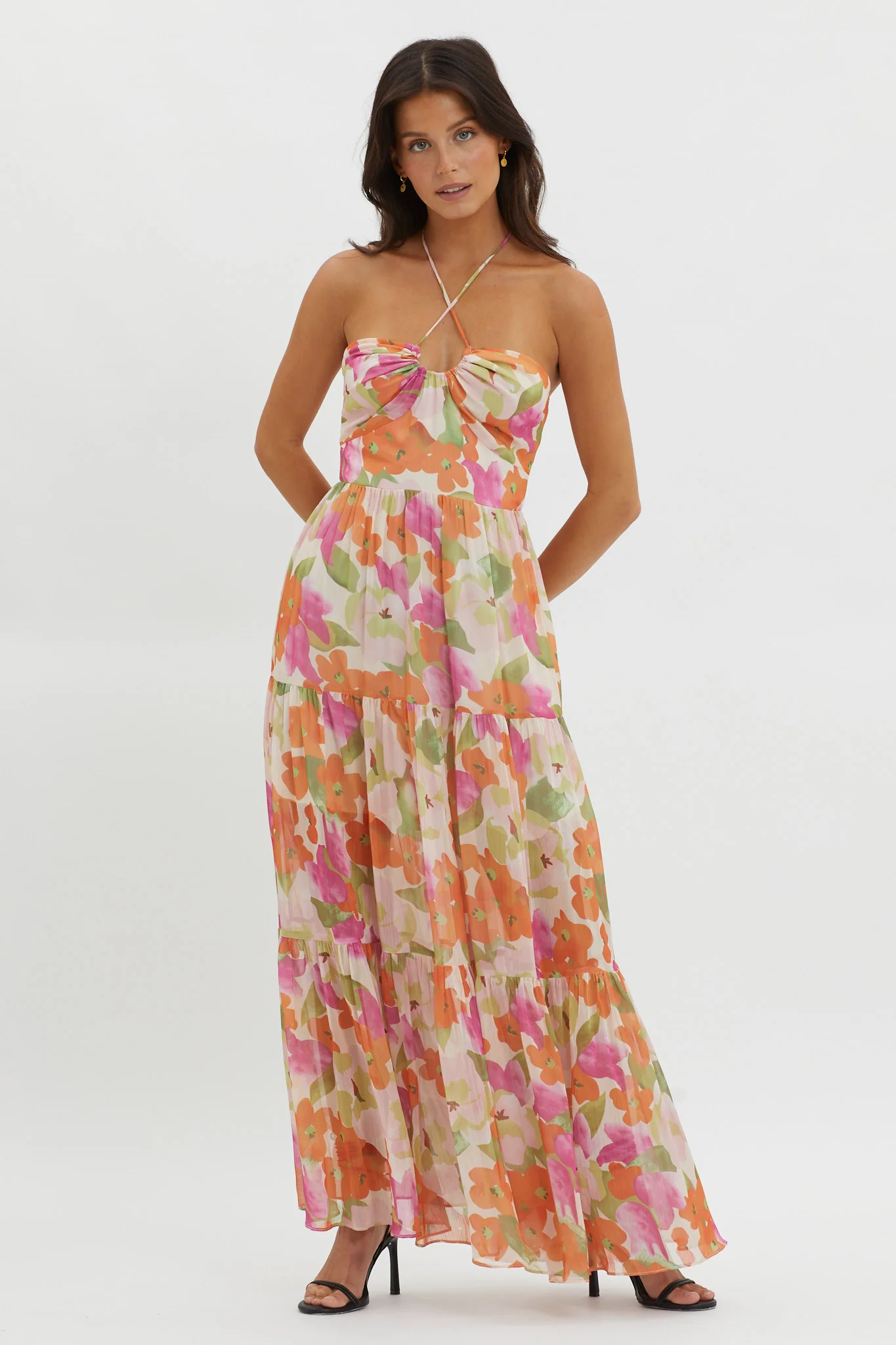 Main Attraction Halterneck Dress Print Pink - Sonourner