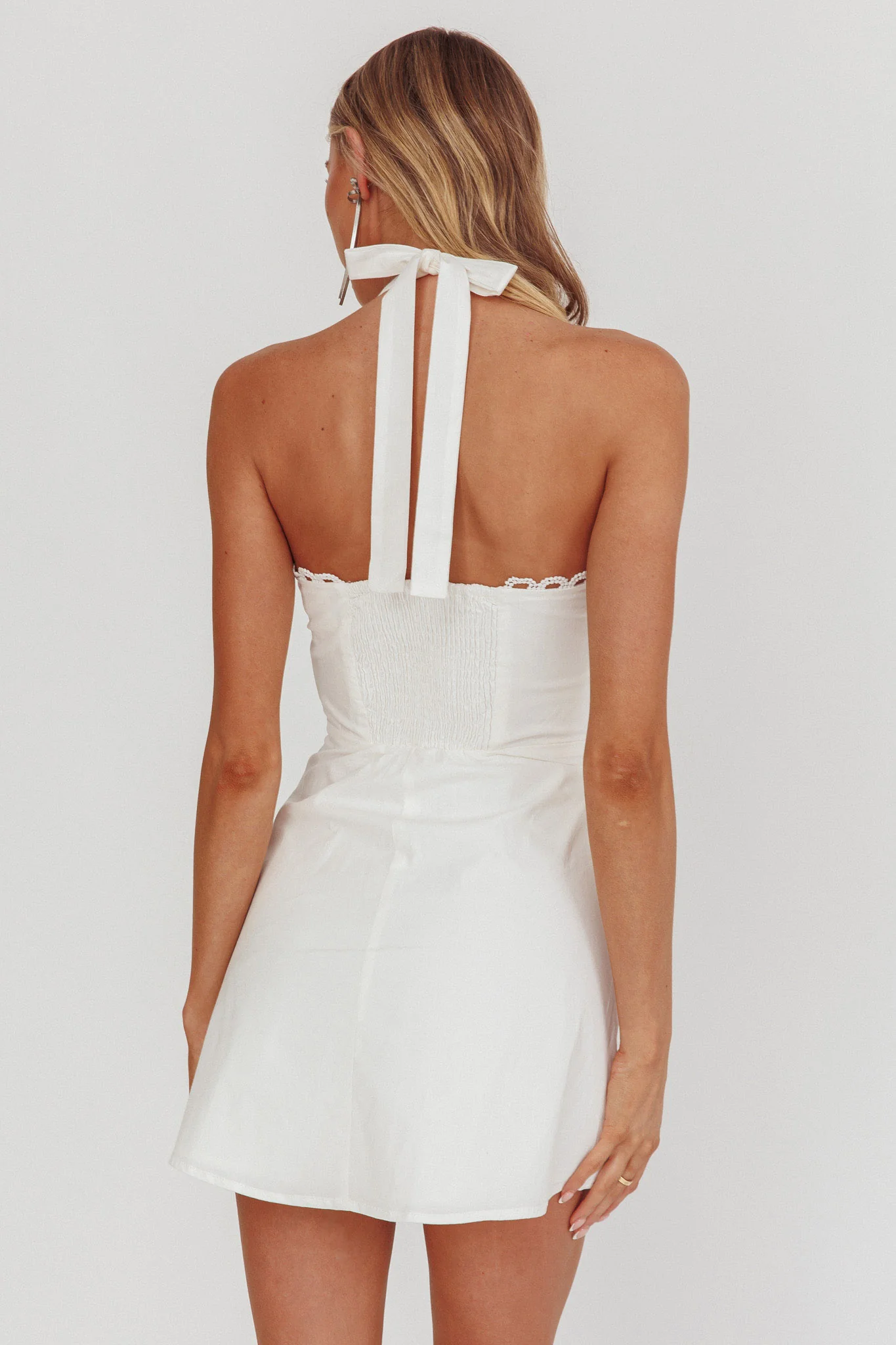 Jovial Halterneck Mini Dress White - Sonourner
