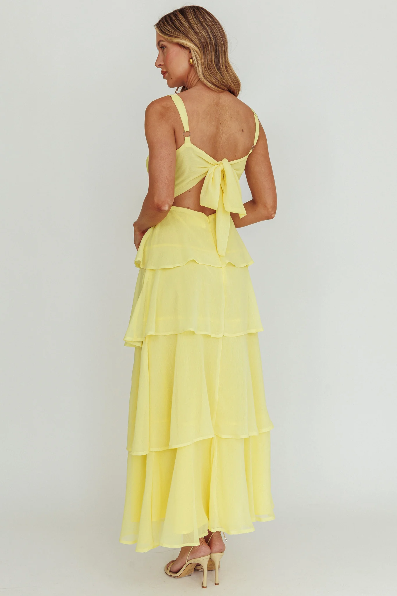 Provence Bloom Tiered Ruffle Maxi Dress Yellow - Sonourner