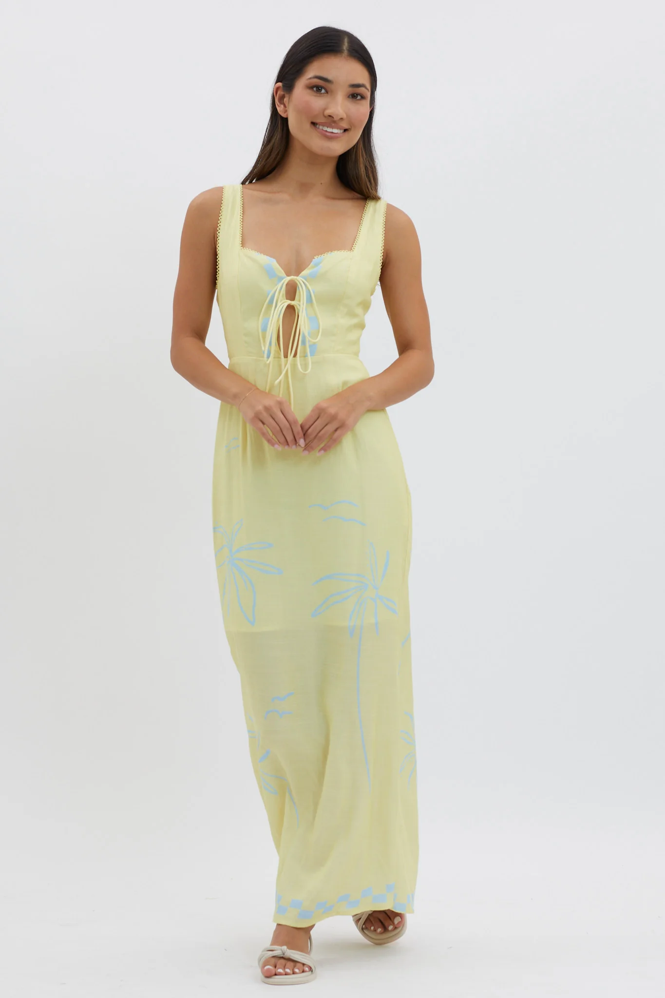 Sun Valley Tied Bodice Maxi Dress Lemon - Sonourner