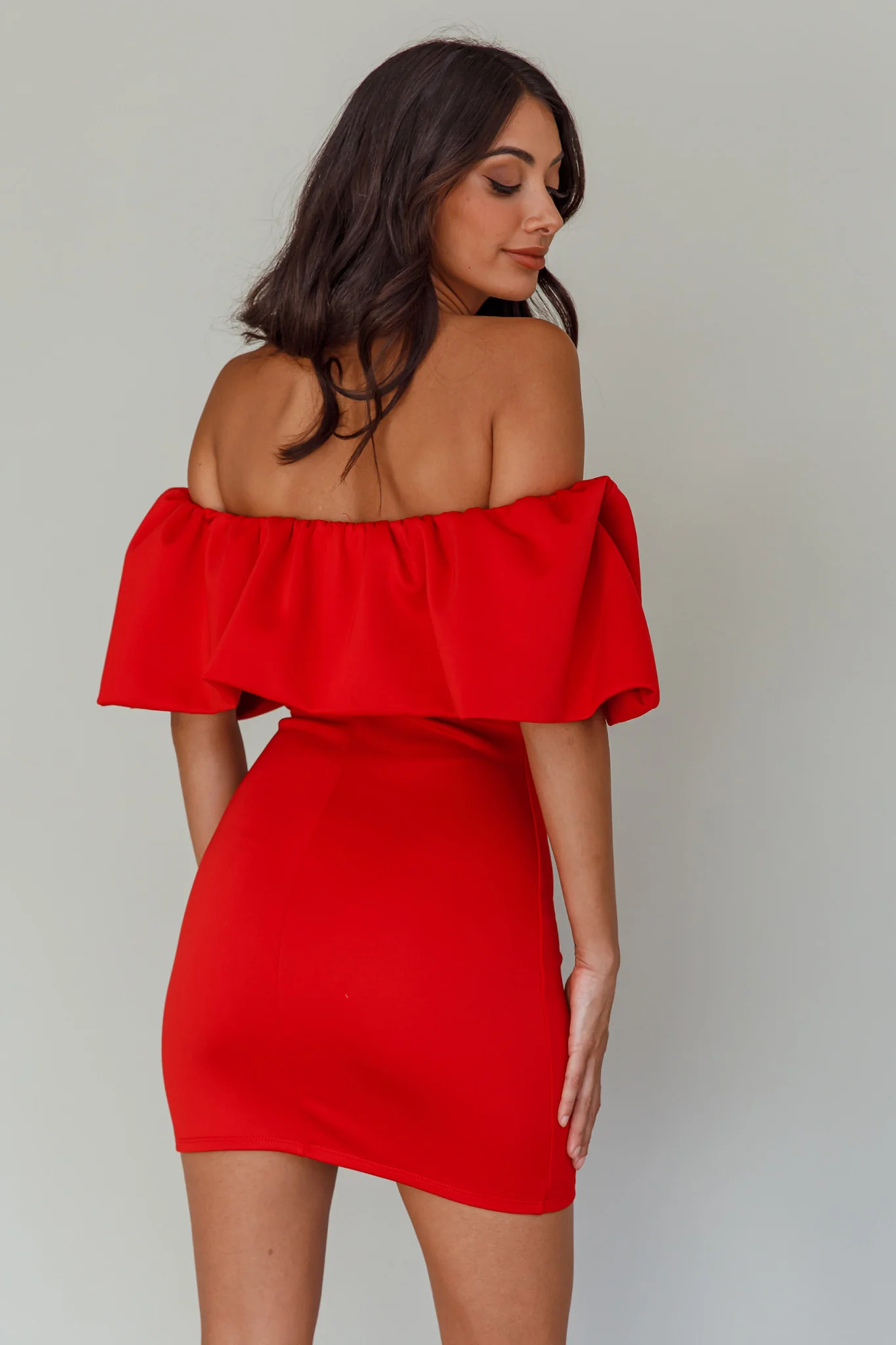 So Dramatic Off-Shoulder Mini Dress Tangerine - Sonourner