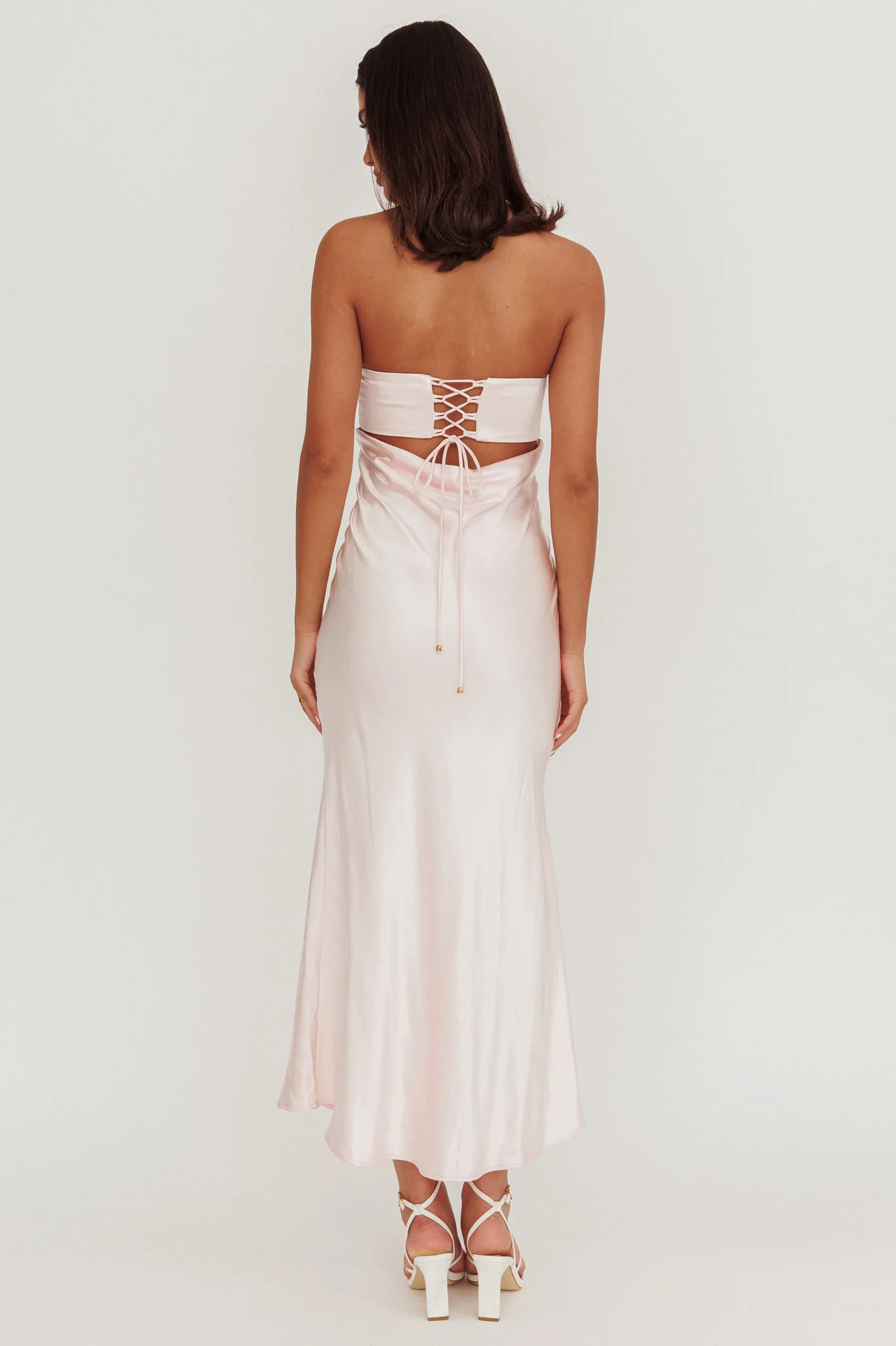 Moon Song Strapless Laced Back Dress Blush - Sonourner