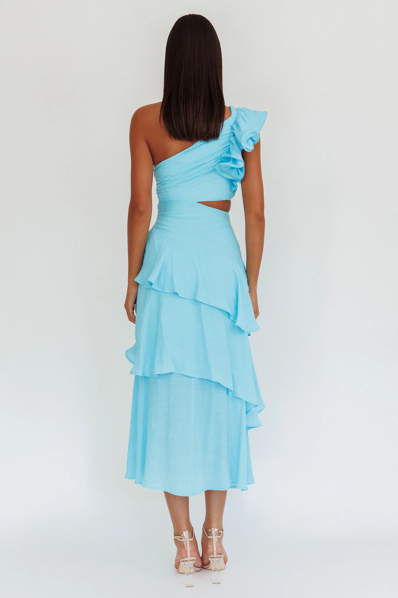 Deanna One-Shoulder Tiered Maxi Dress Blue - Sonourner