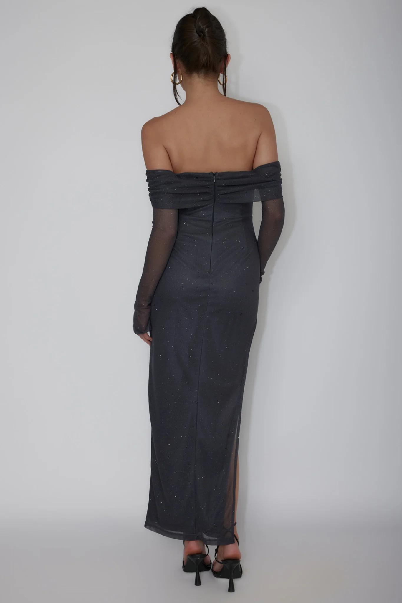 Martinez Off-Shoulder Midi Dress Slate Blue - Sonourner