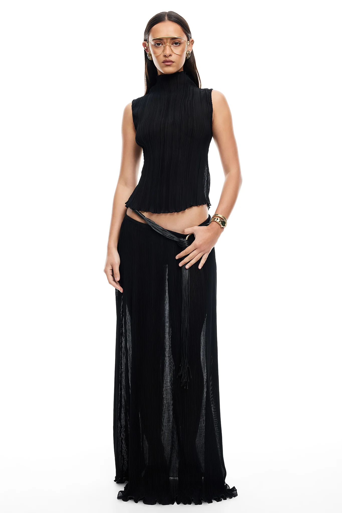 LIONESS Ford Maxi Skirt Onyx - Sonourner