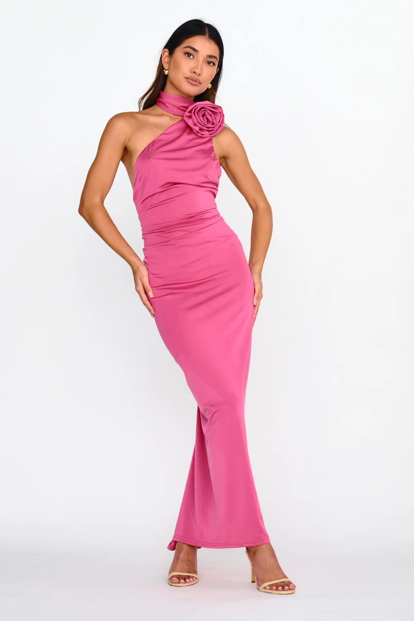 Amora Rose Halterneck Maxi Dress Hot Pink - Sonourner