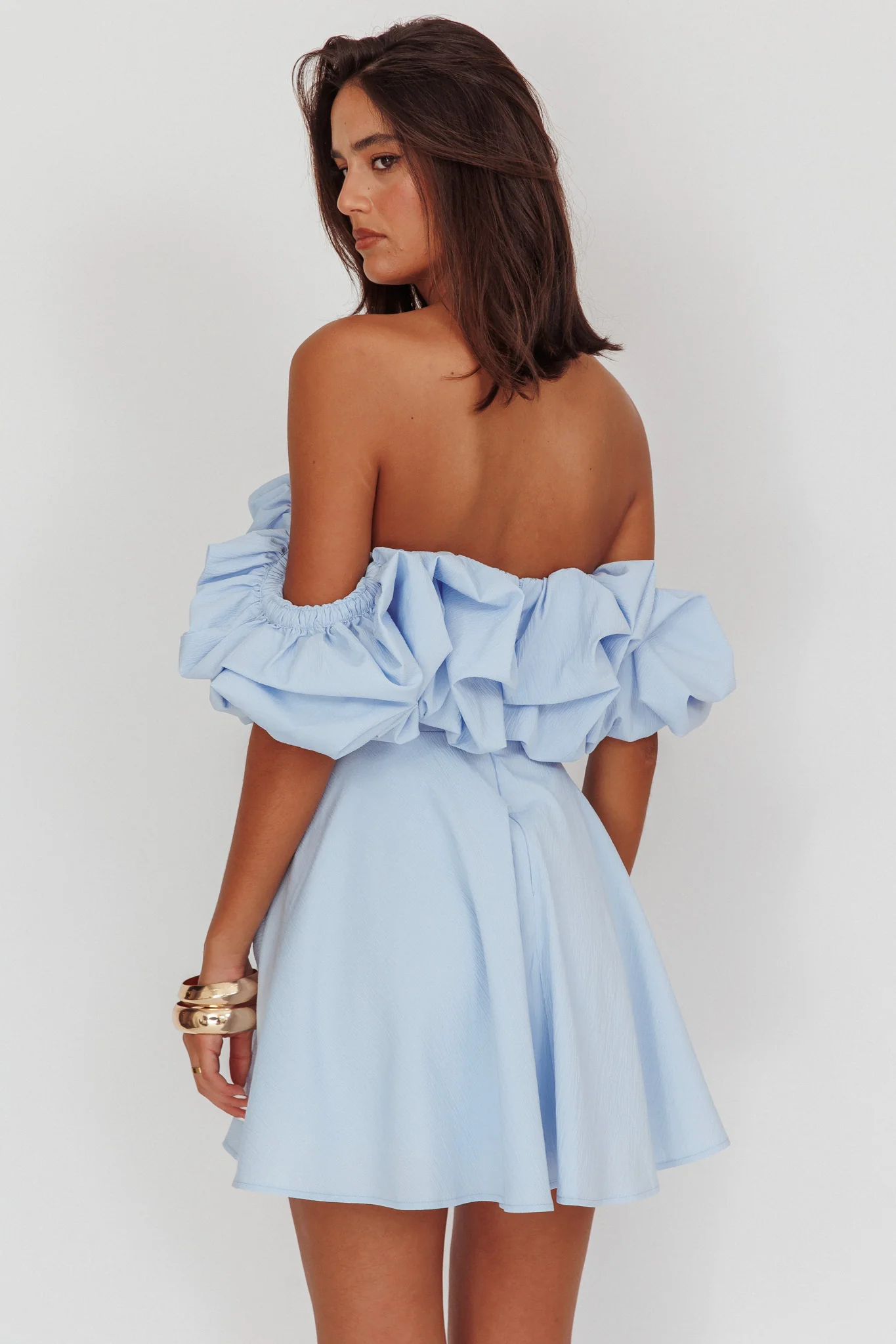 Kailynn Off-Shoulder A-Line Mini Dress Blue - Sonourner