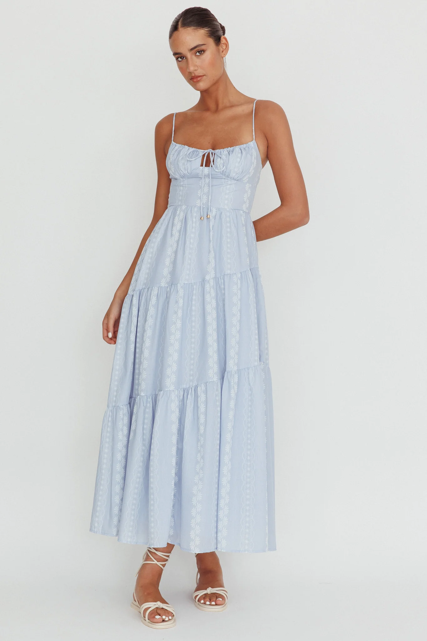 Doe Tied Bust Maxi Dress Blue - Sonourner