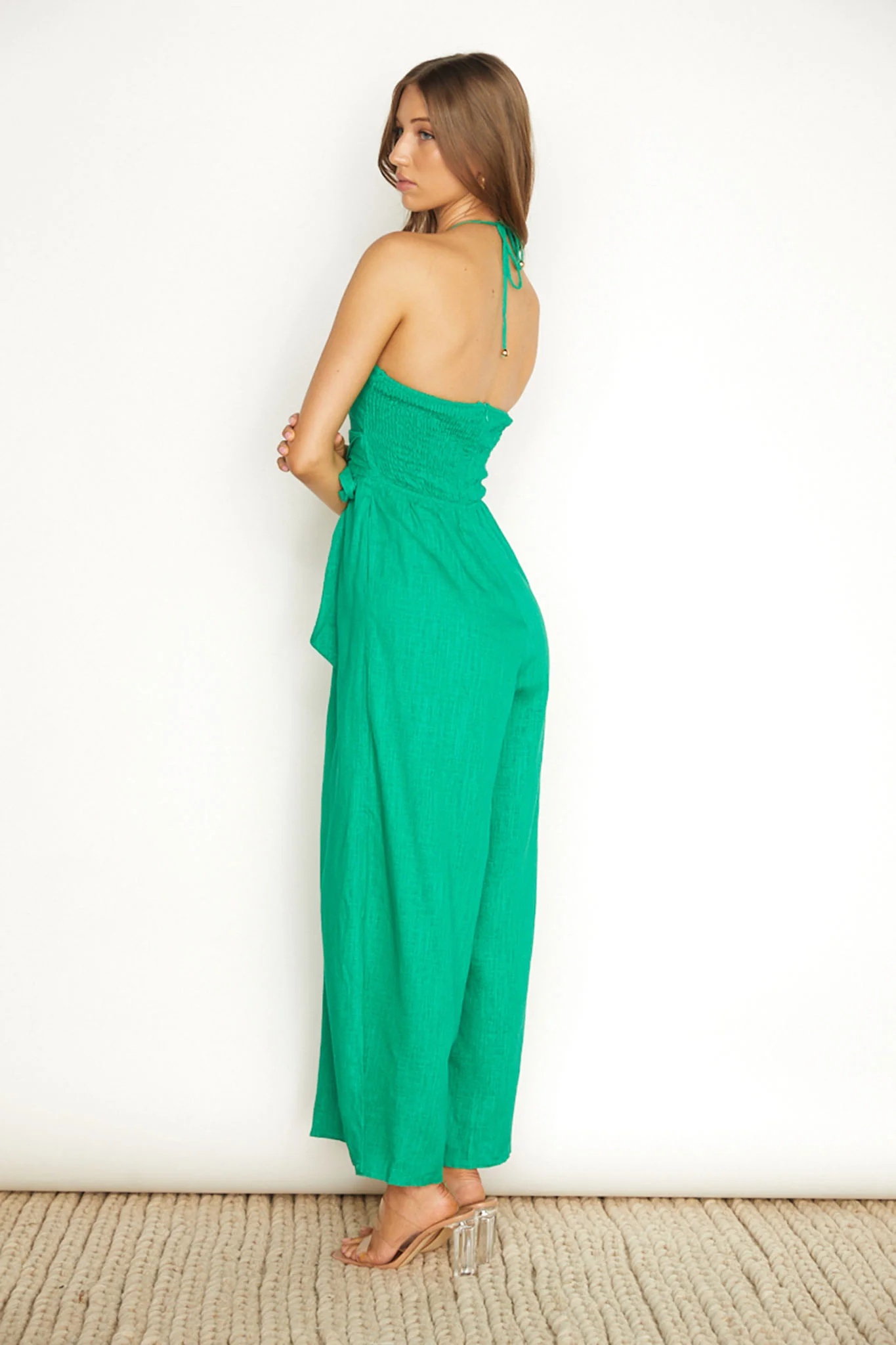 Maravilhosa Keyhole Halter Jumpsuit Green - Sonourner