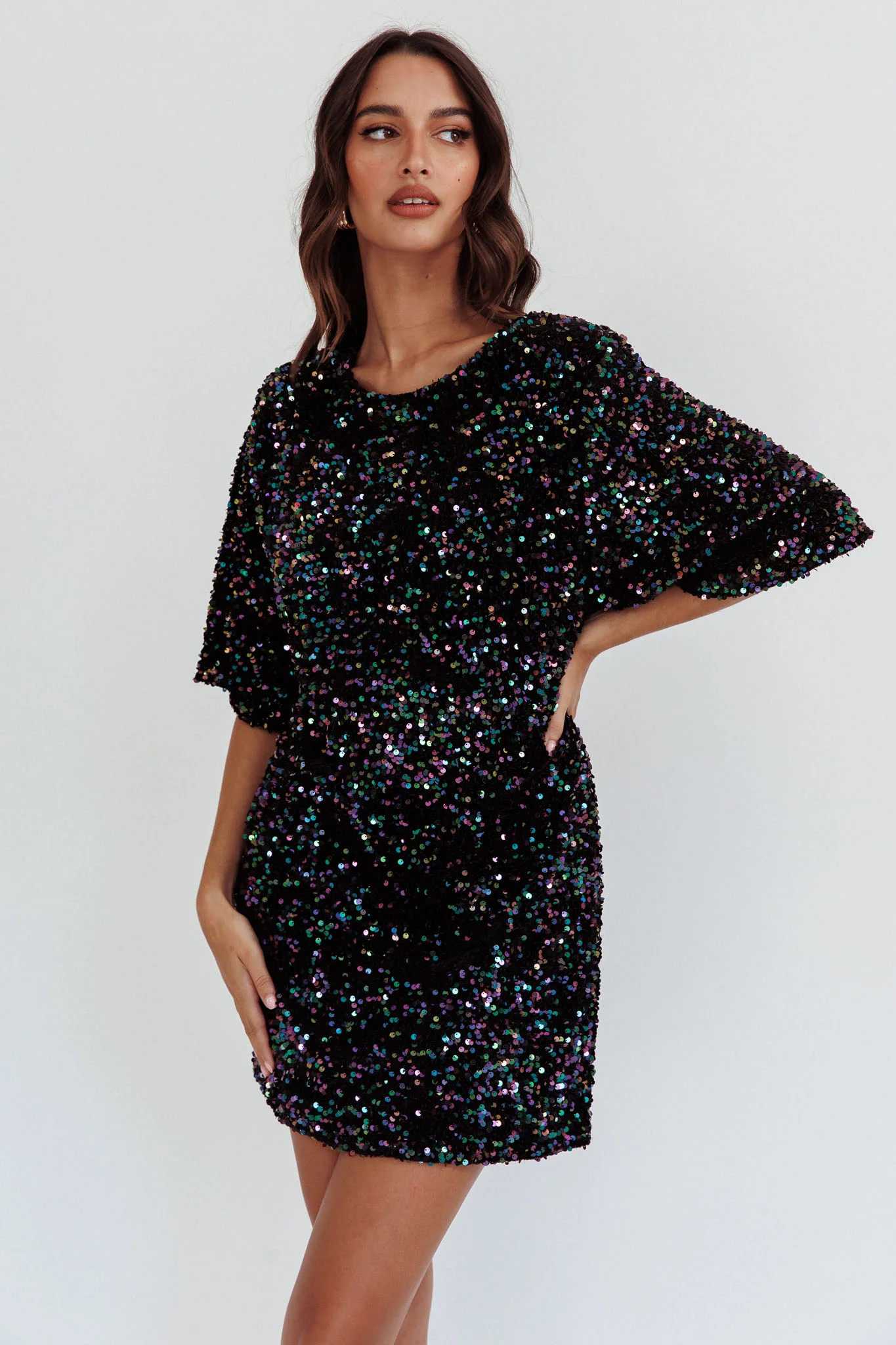 Miramar Backless Sequin Dress Black Multi - Sonourner