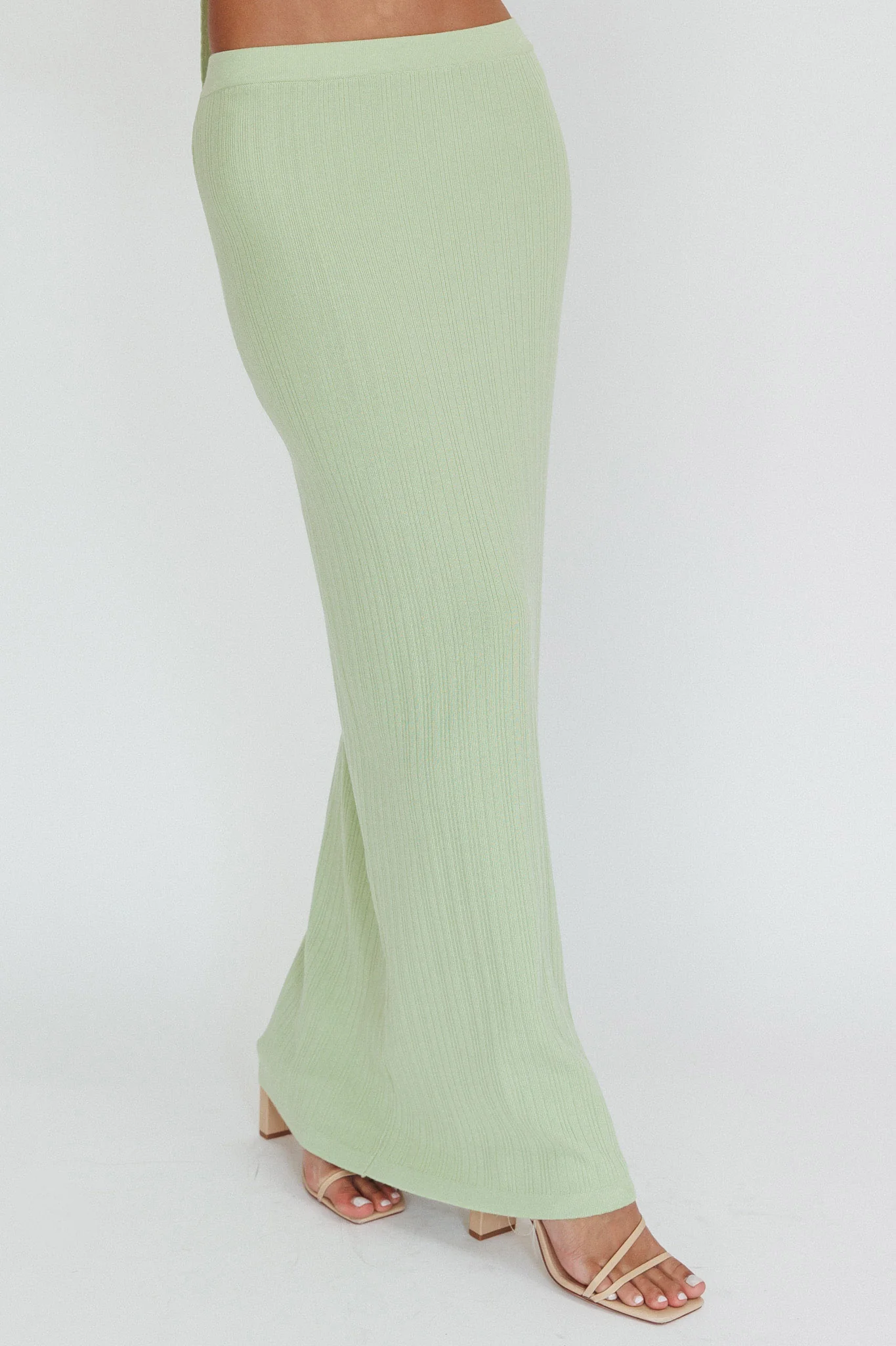 Rossana Ribbed Maxi Skirt Sage - Sonourner