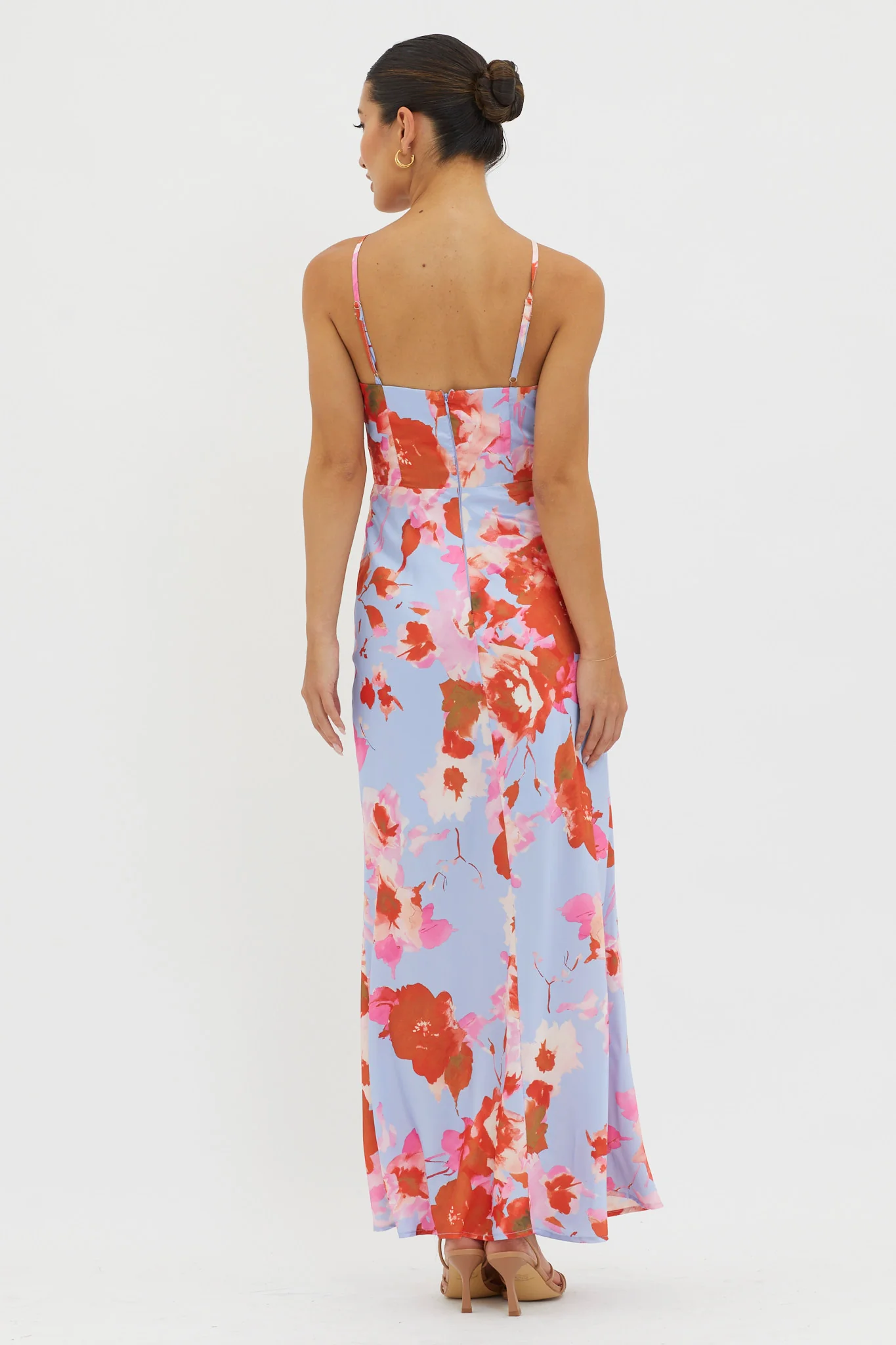 Carter Foldover Neckline Maxi Dress Blue Pink - Sonourner