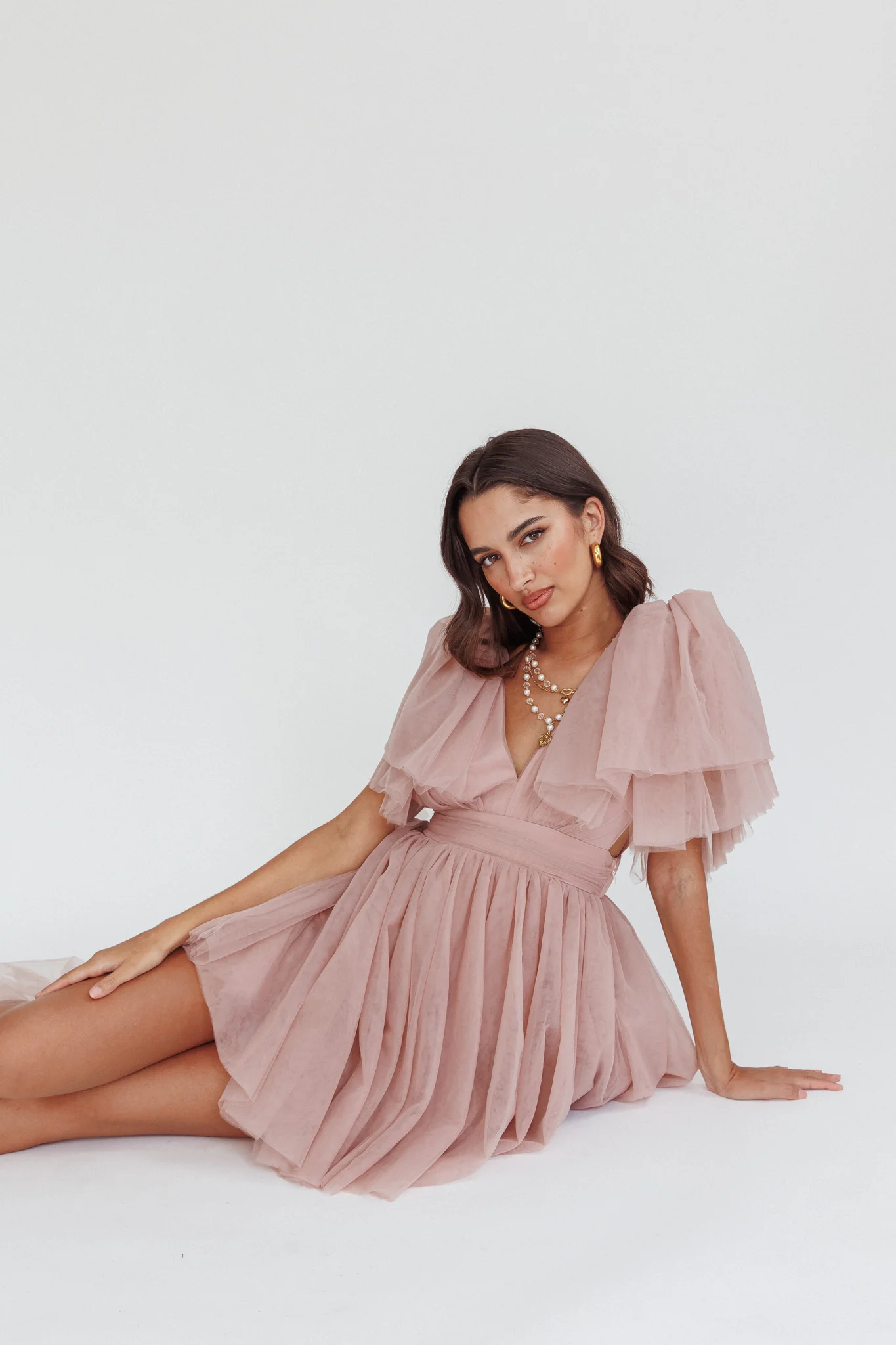 Star Power Tulle Train Mini Dress Blush - Sonourner