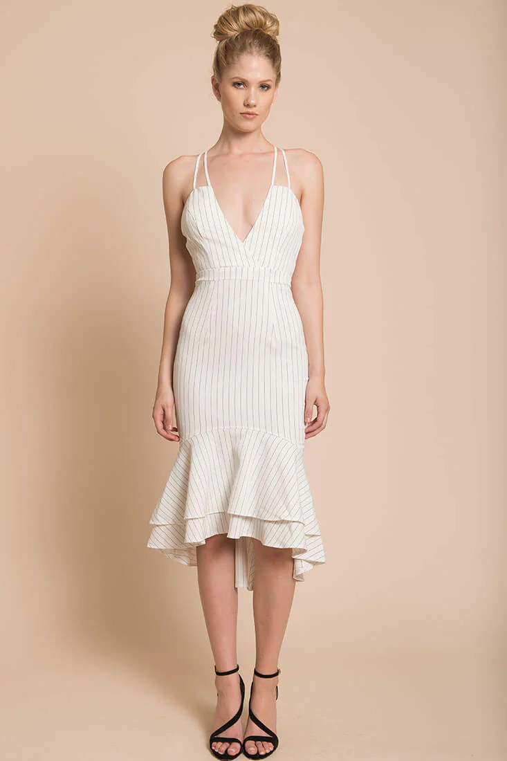 Avery Thin Strap Wedding Guest Dress White - Sonourner