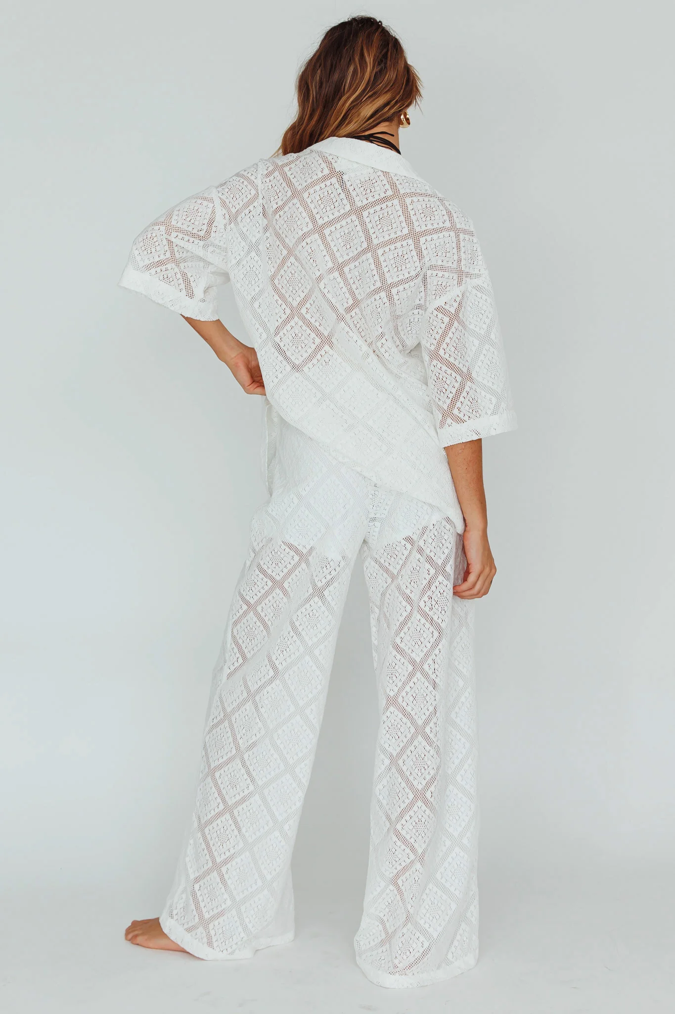 Abraya Lace Overlay Pants White - Sonourner