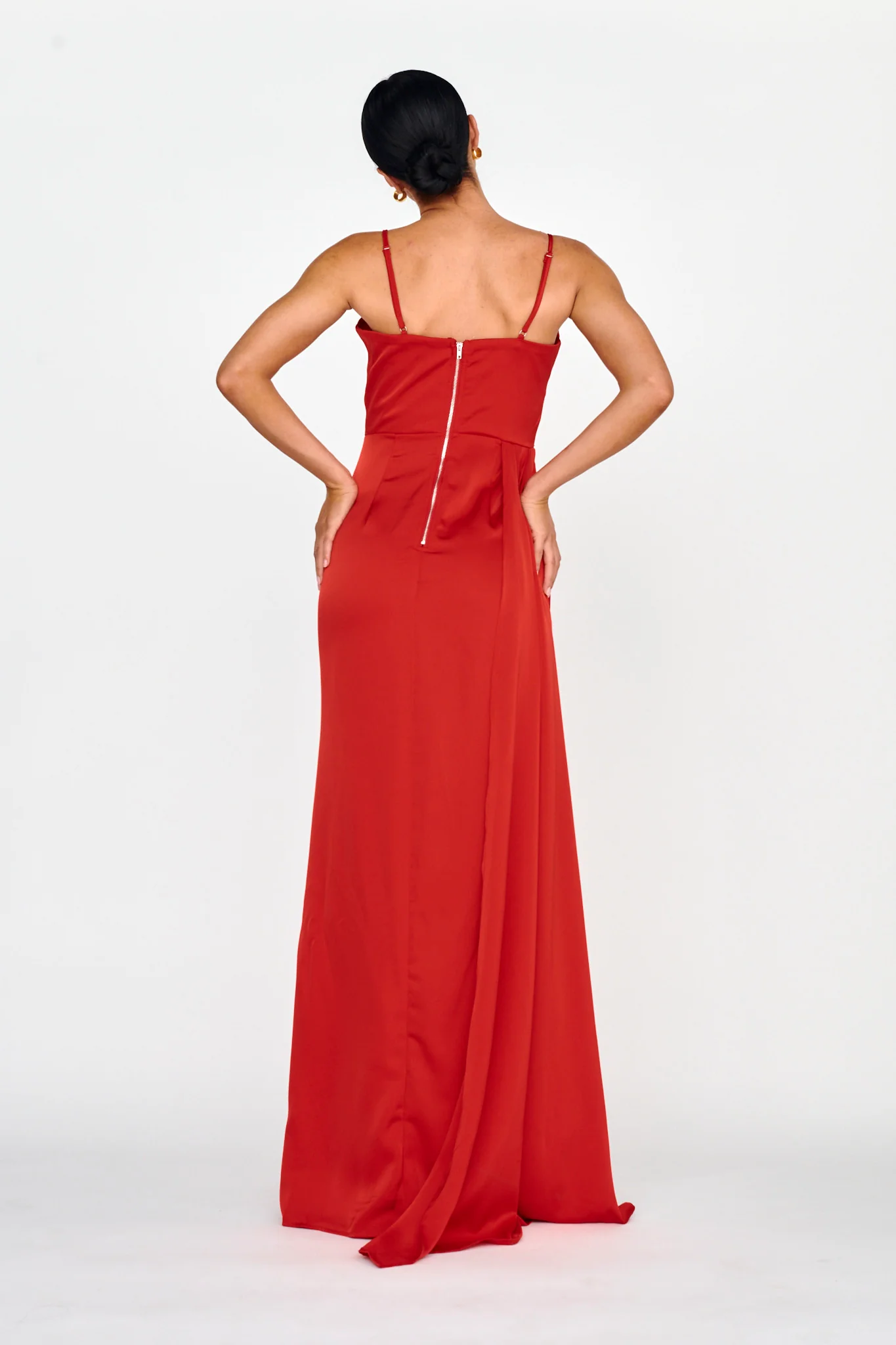Secret Sweetheart Neckline Split Maxi Dress Red - Sonourner