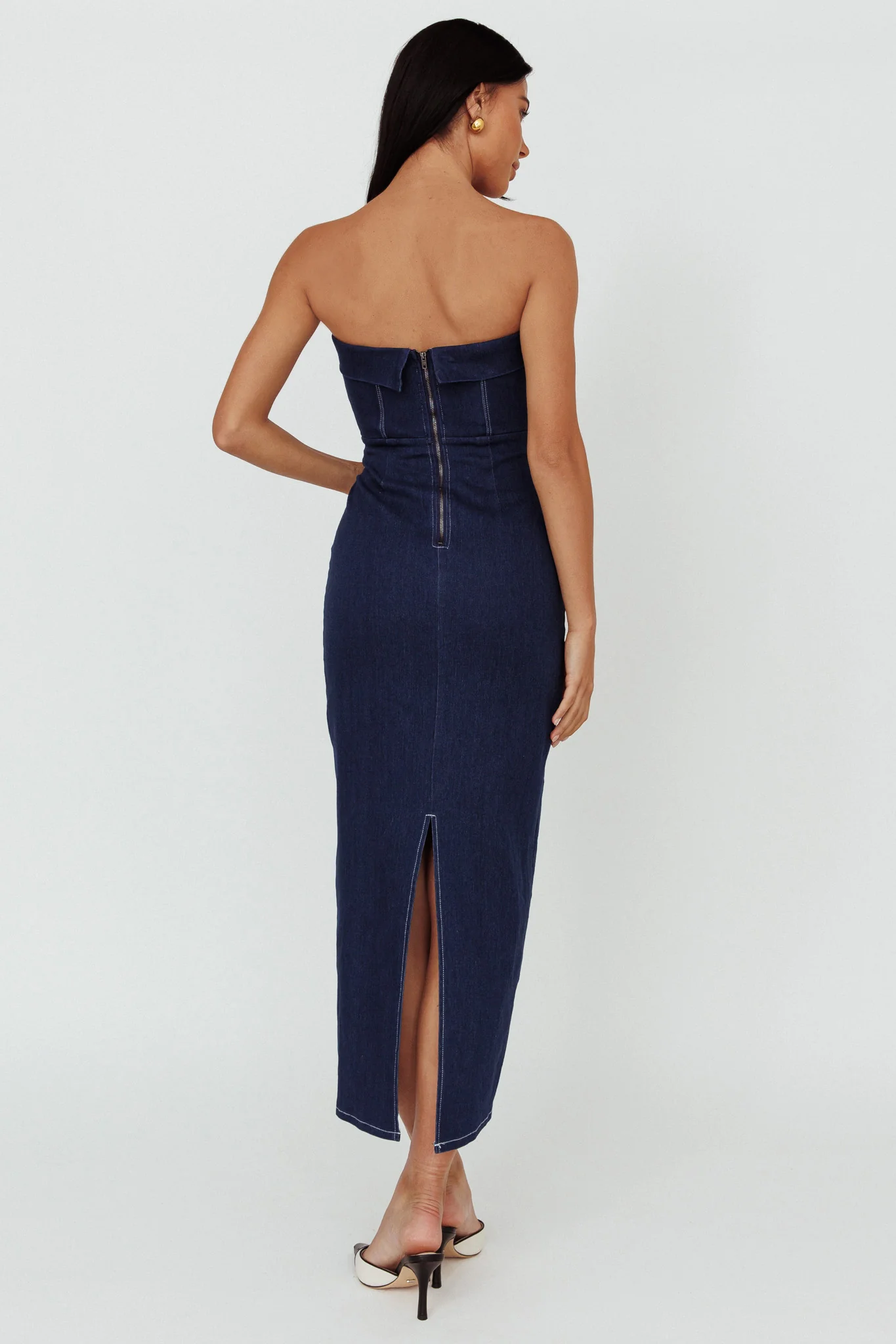 Press Play Strapless Maxi Dress Indigo - Sonourner