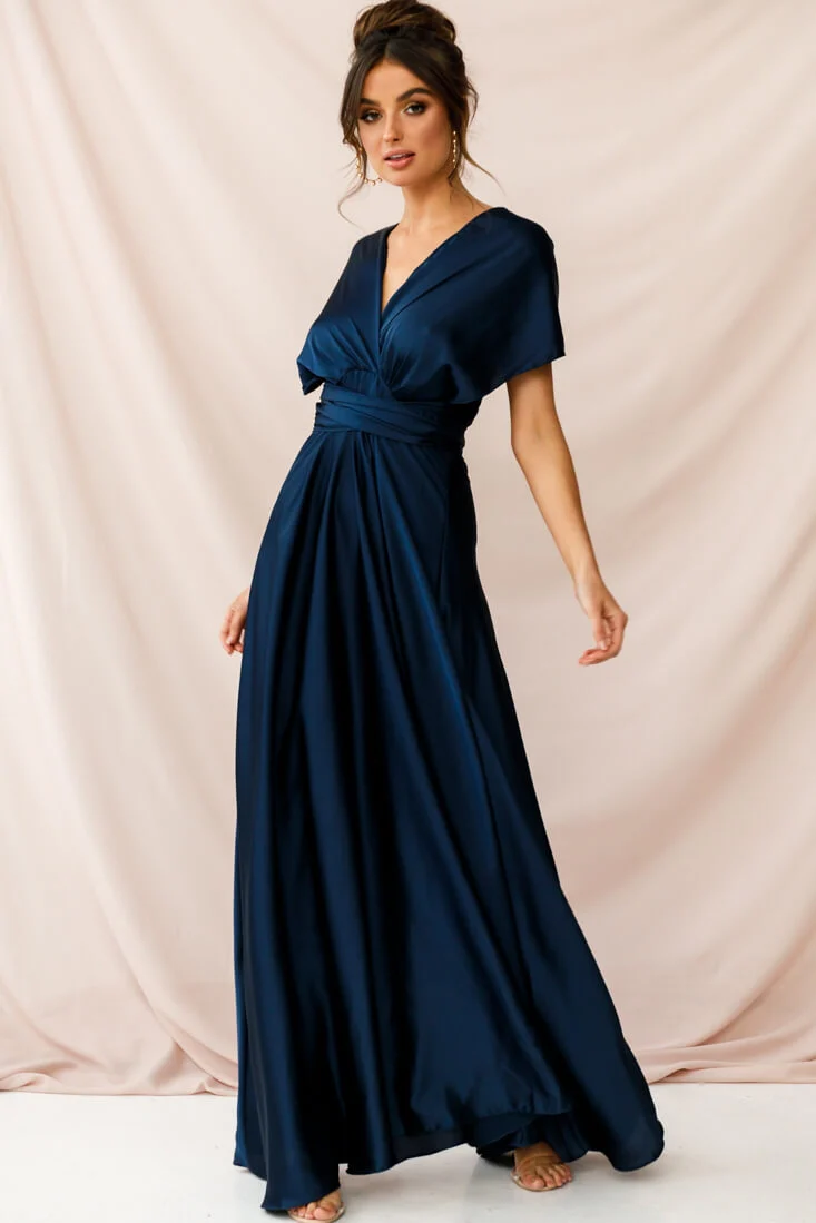 Ariana Multiway Mid Sleeve Maxi Dress Navy - Sonourner
