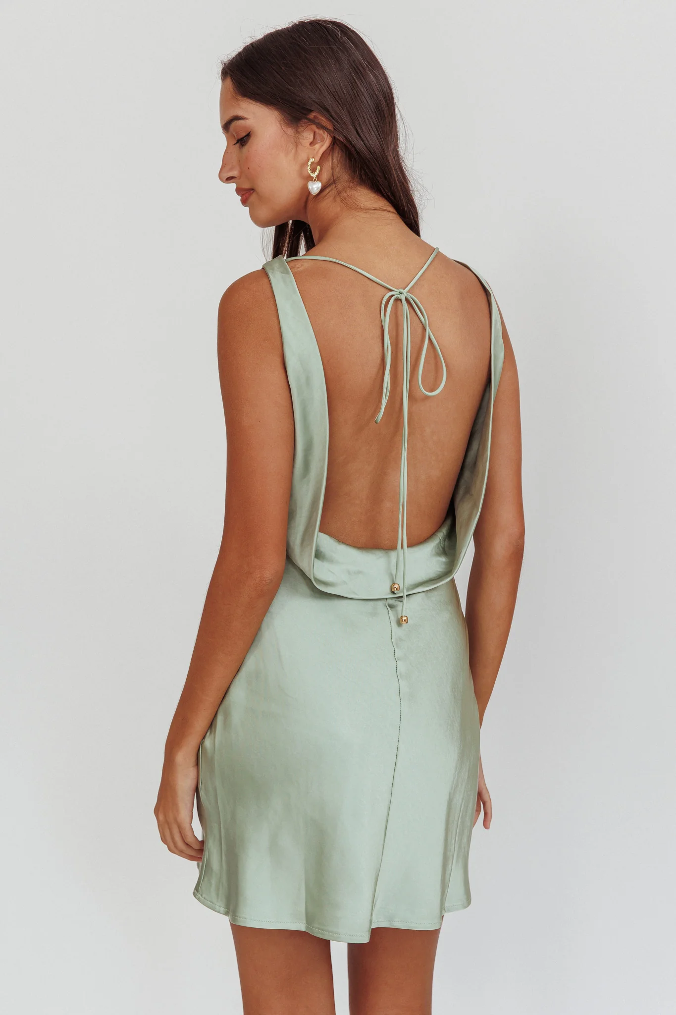 Cassiopeia Open Back Mini Dress Sage - Sonourner