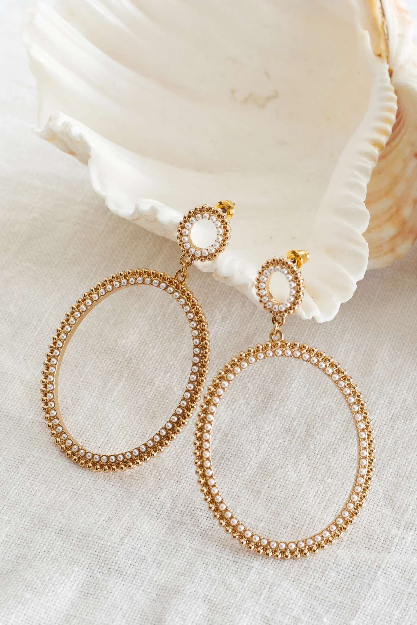 Lucienne Oval Drop Pearl Earrings Gold - Sonourner