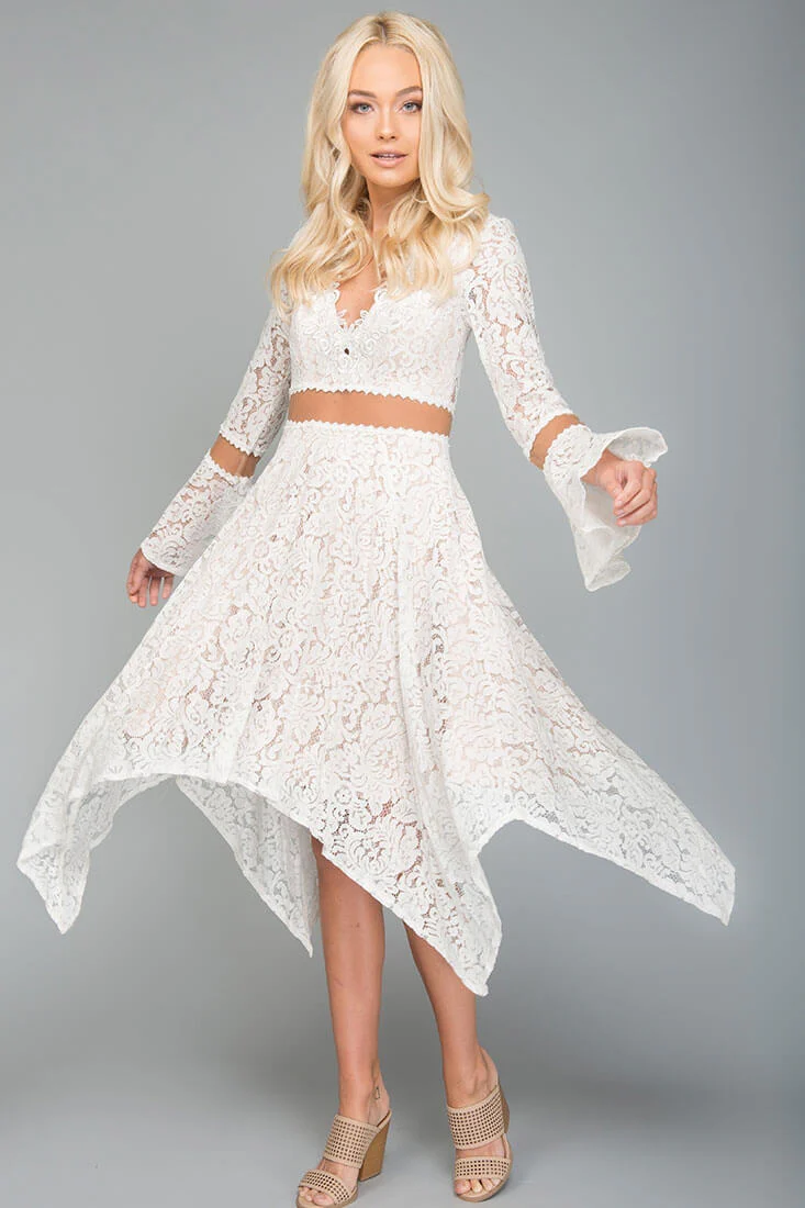 Aria Bell Sleeve Dress White - Sonourner