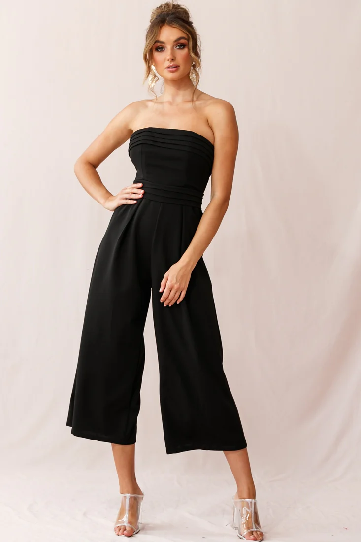 Chosen Strapless Wide Leg Jumpsuit Black - Sonourner