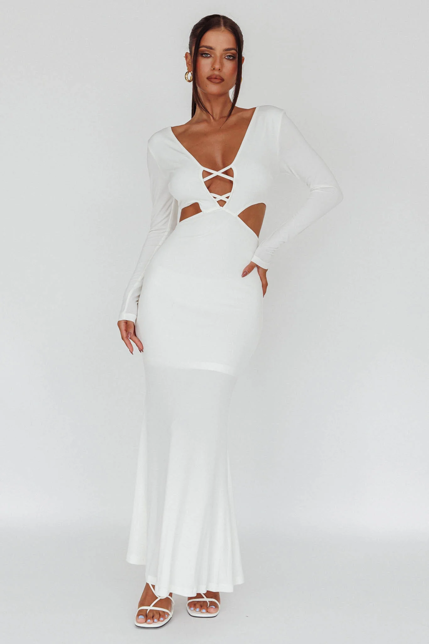 Dress Codes Cut-Out Maxi Dress White - Sonourner