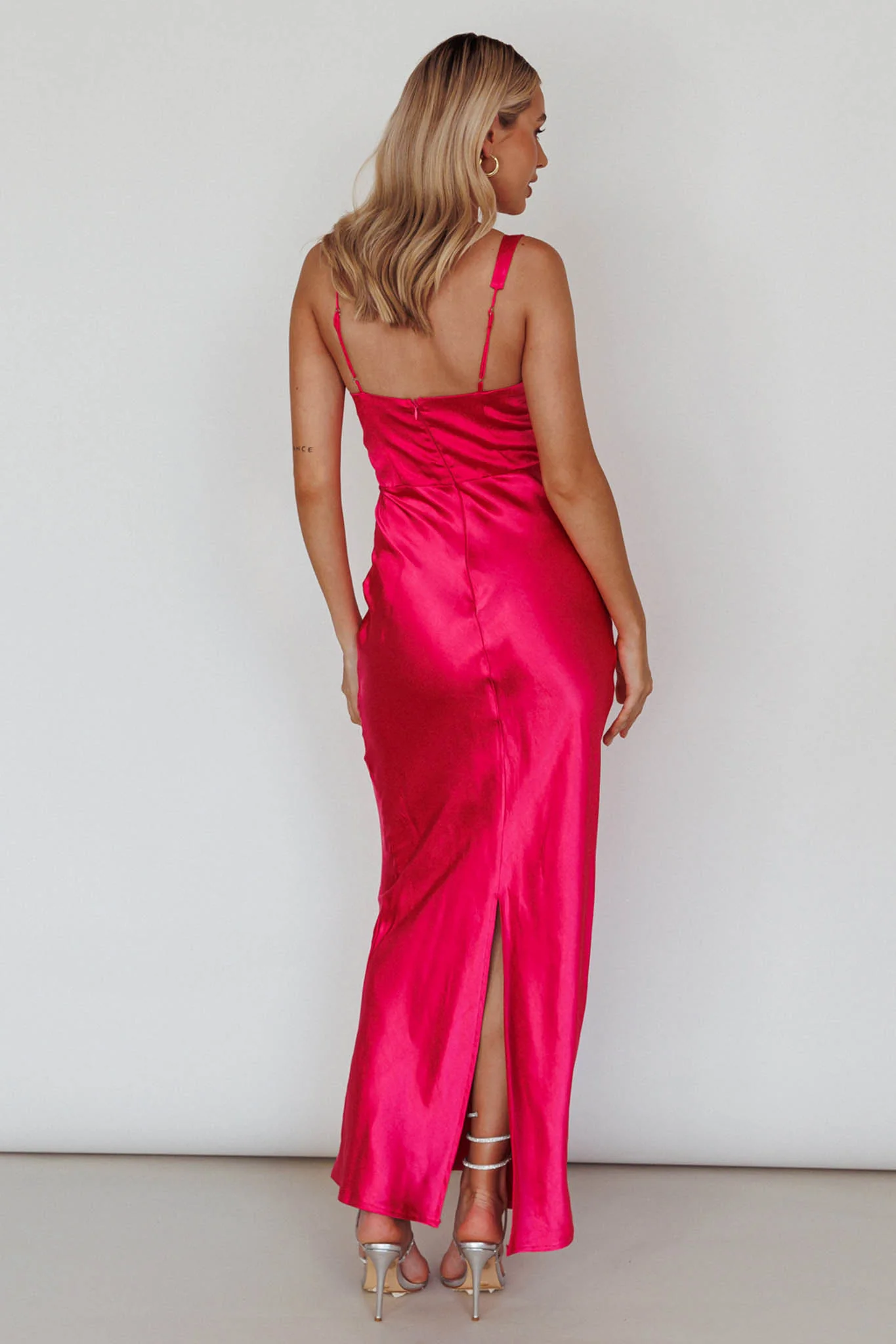 Blushing Beauty Horsebit Accent Maxi Dress Hot Pink - Sonourner