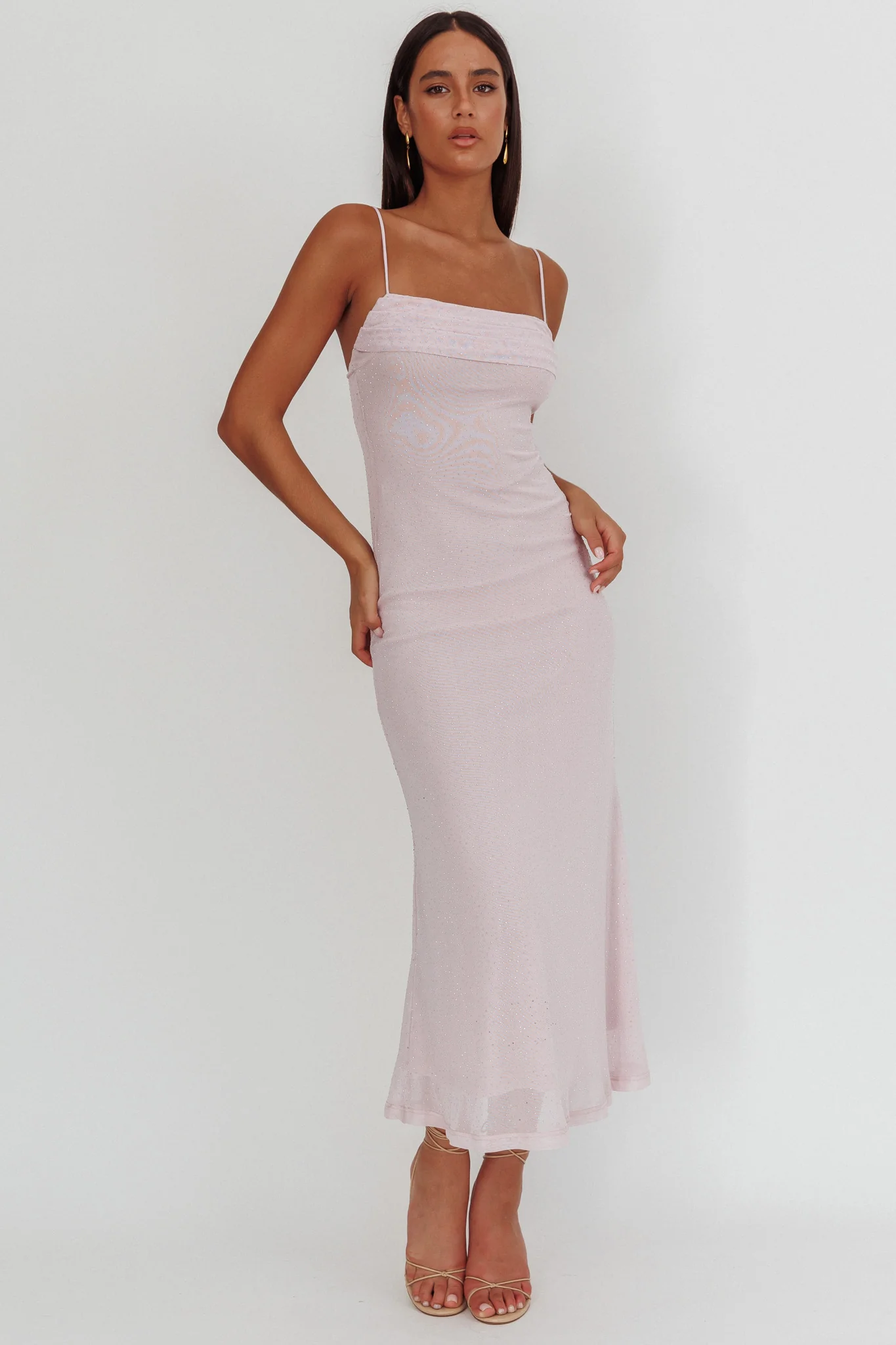 Days Ahead Rhinestone Overlay Maxi Dress Lilac - Sonourner