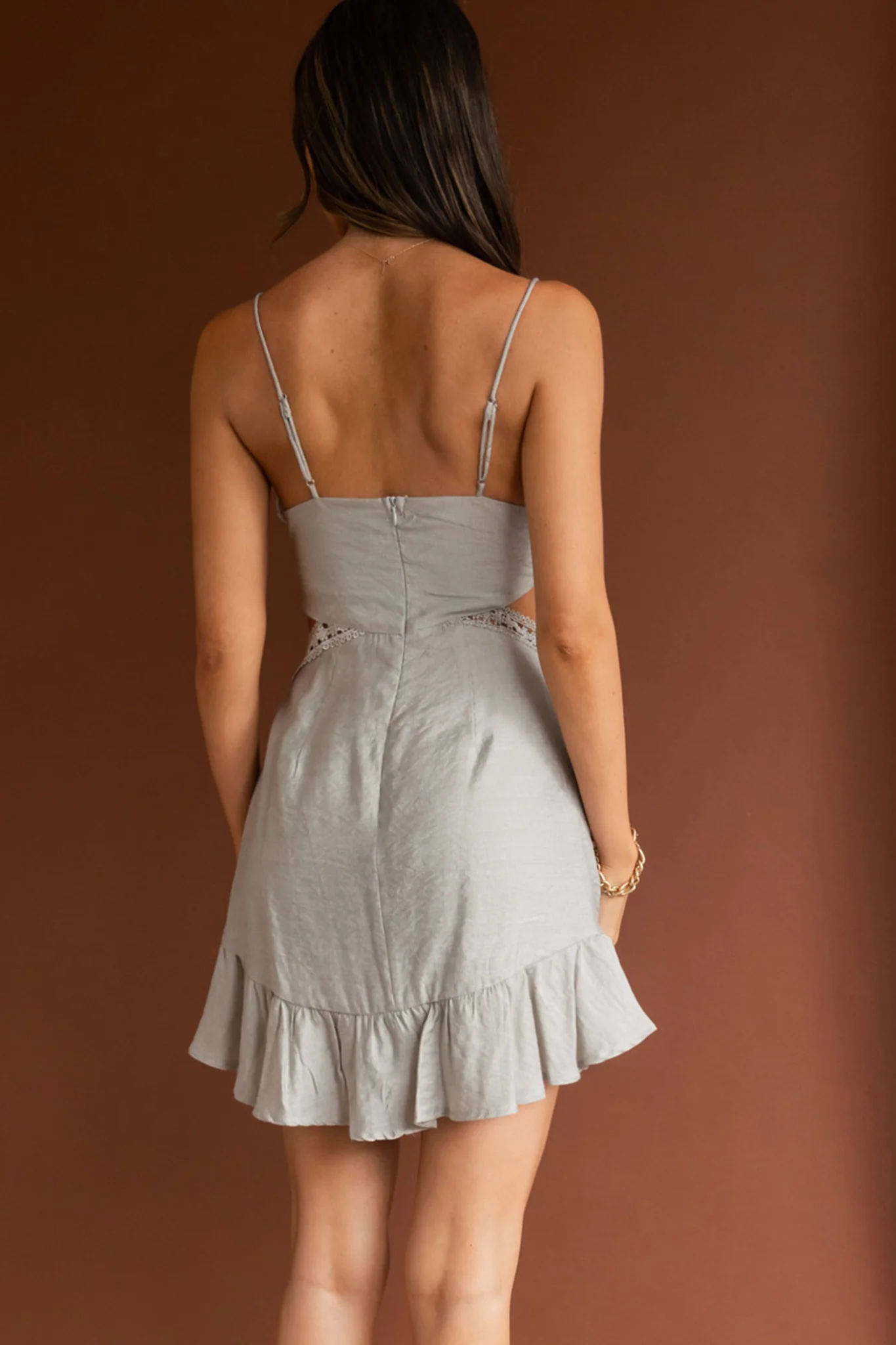 Santorini Sunset Cami Strap Cut-Out Dress Avocado - Sonourner