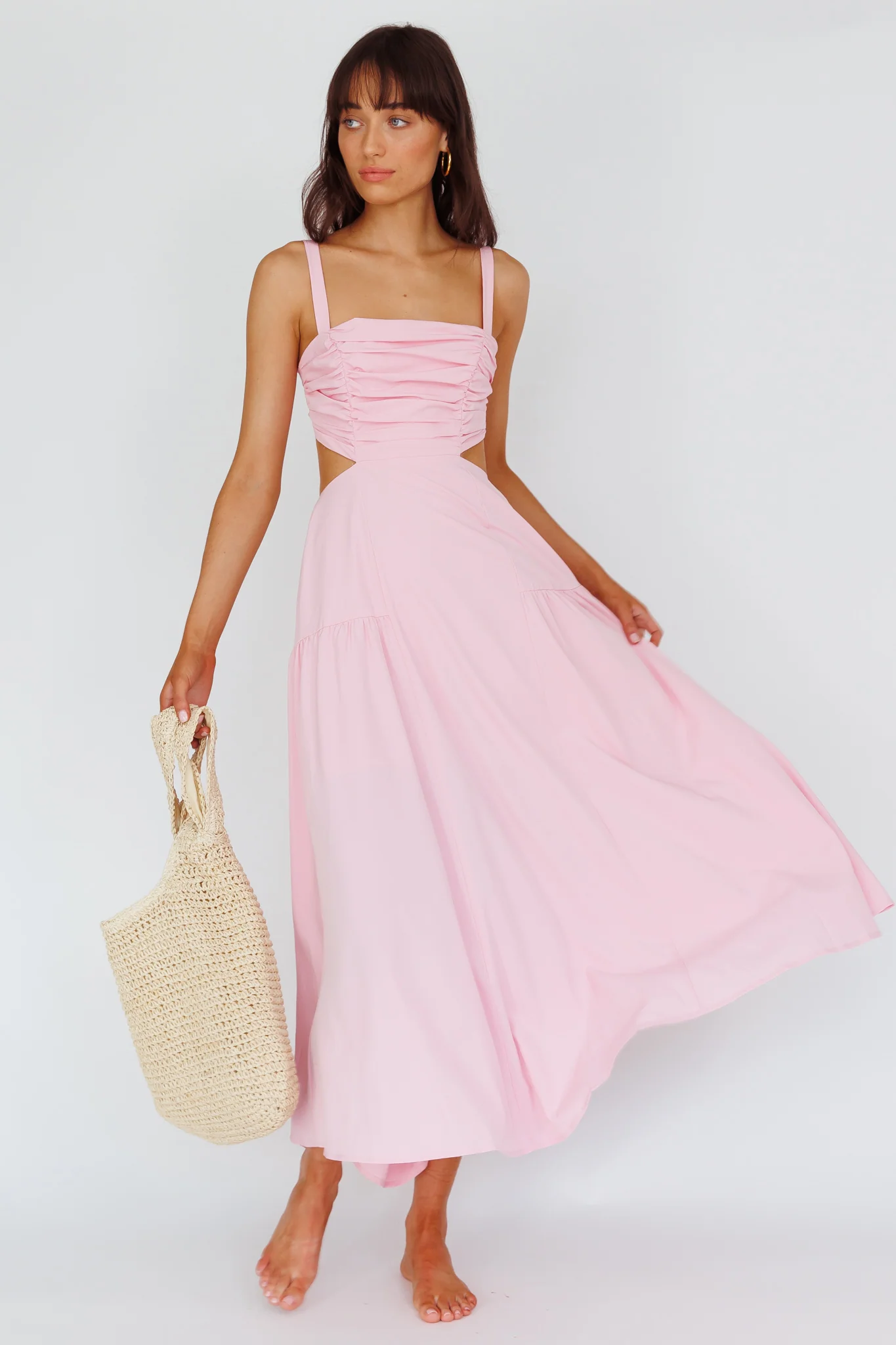 Kassi Gathered Bodice Maxi Dress Blush - Sonourner