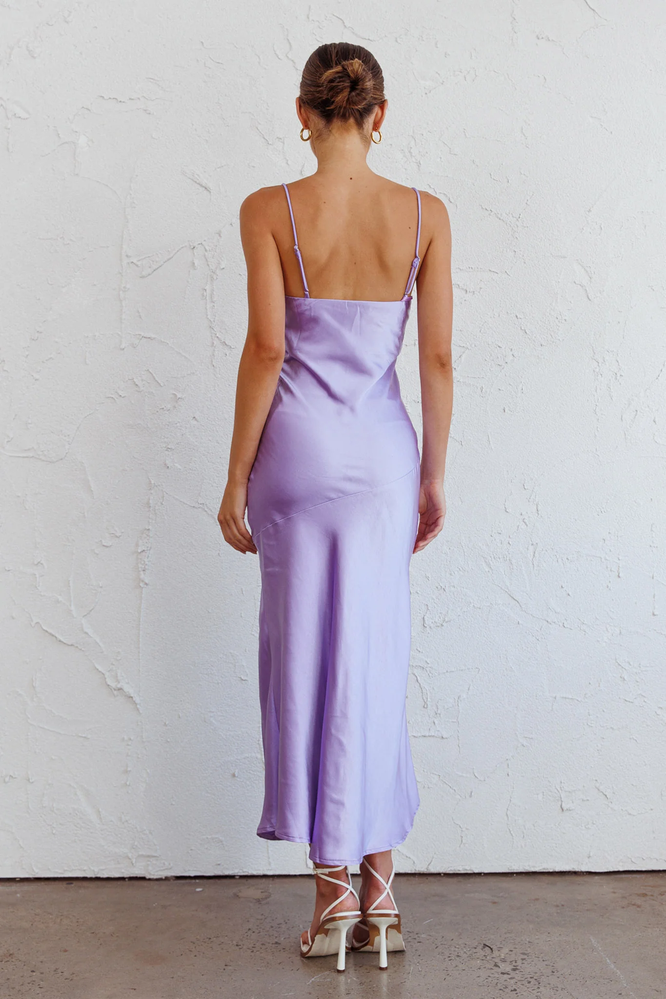 Well Versed Pleated Bust Front Split Dress Lavender - Sonourner