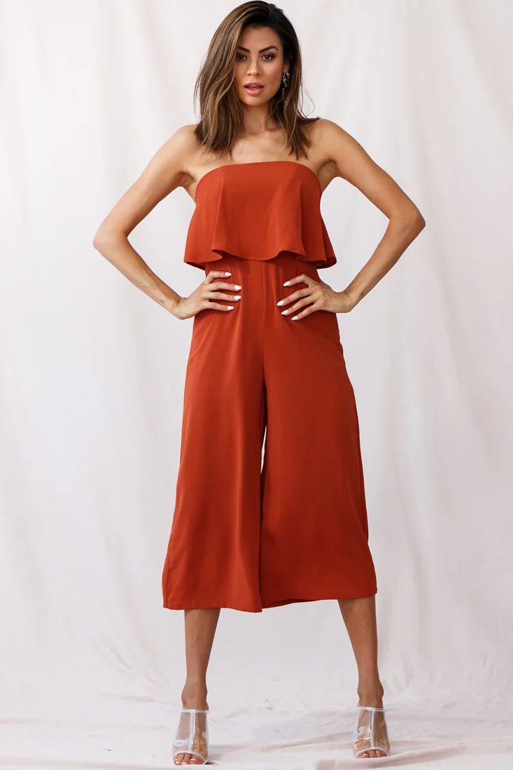 Monserrat Frill Bust Jumpsuit Umber - Sonourner