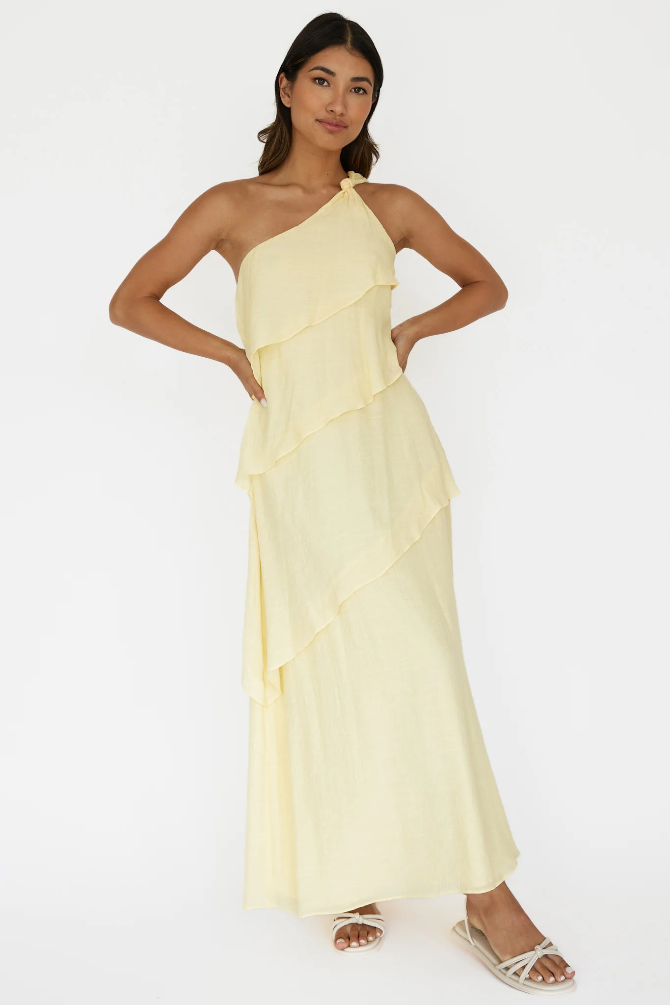 Delwyn One-Shoulder Maxi Dress Yellow - Sonourner