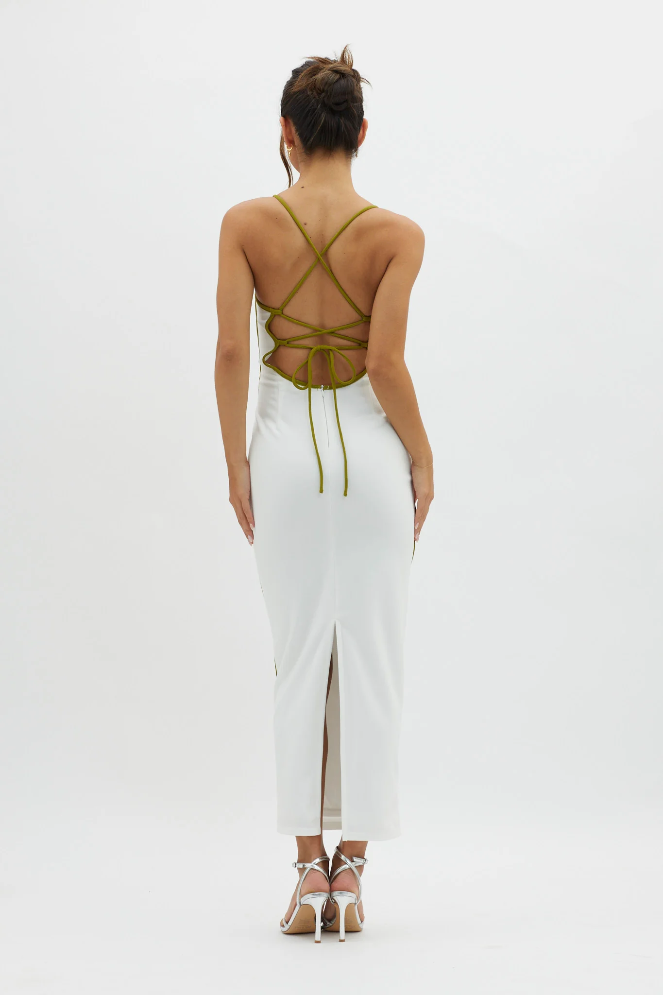 Future Awaits Lace-Up Back Midi Dress White - Sonourner