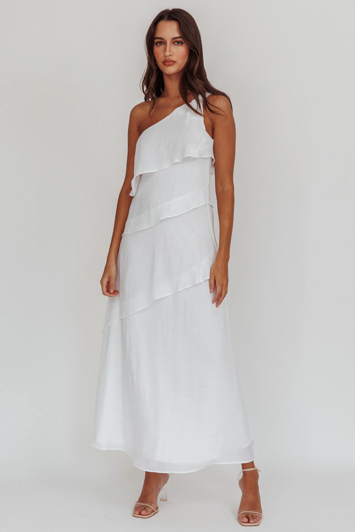 Delwyn One-Shoulder Maxi Dress White - Sonourner