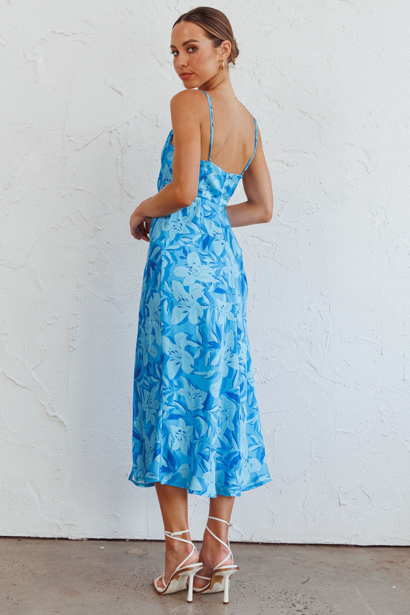 Suki Front Split Midi Dress Lily Blue - Sonourner