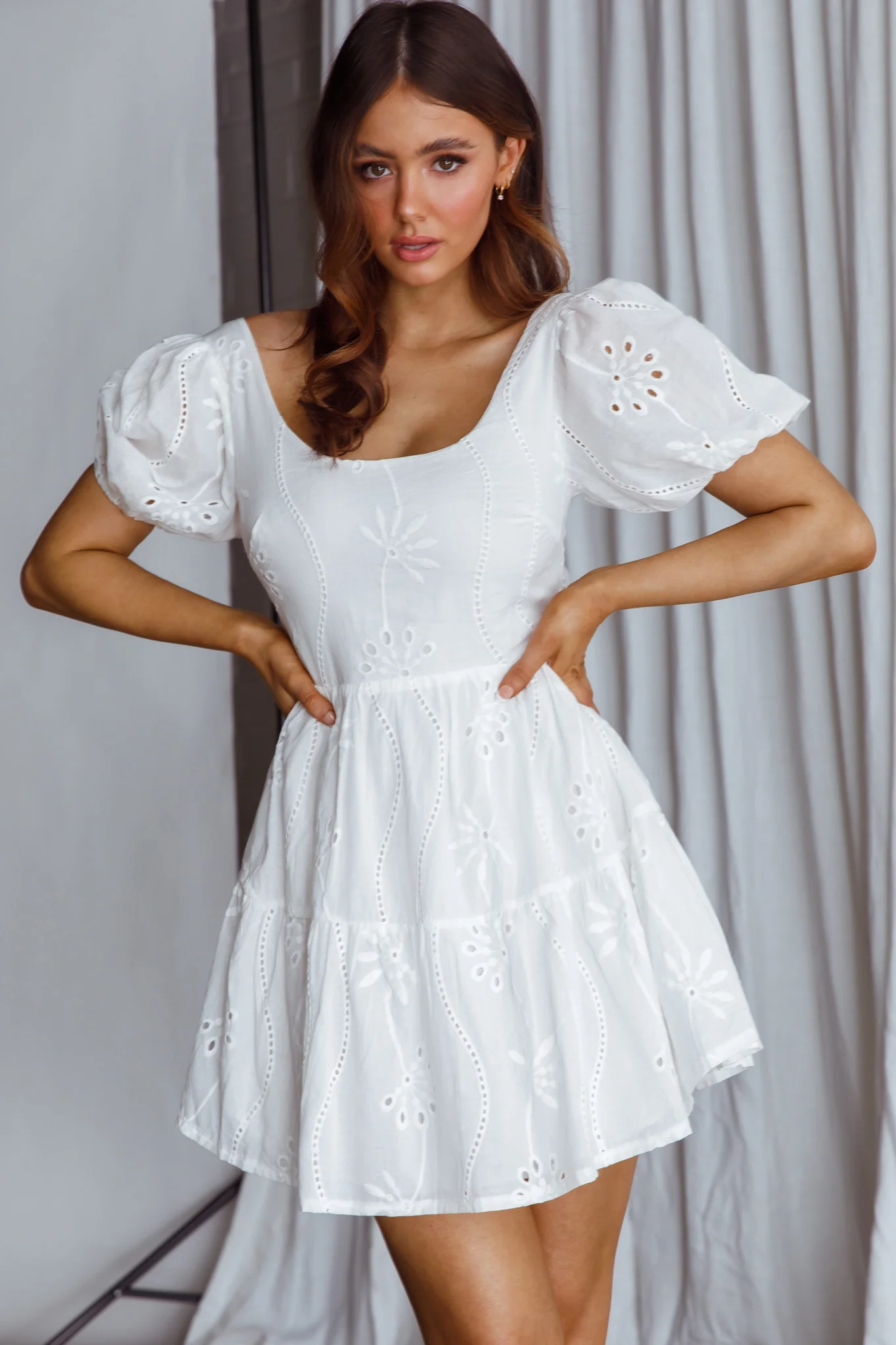 Marirose Tied Back A-Line Mini Dress White - Sonourner