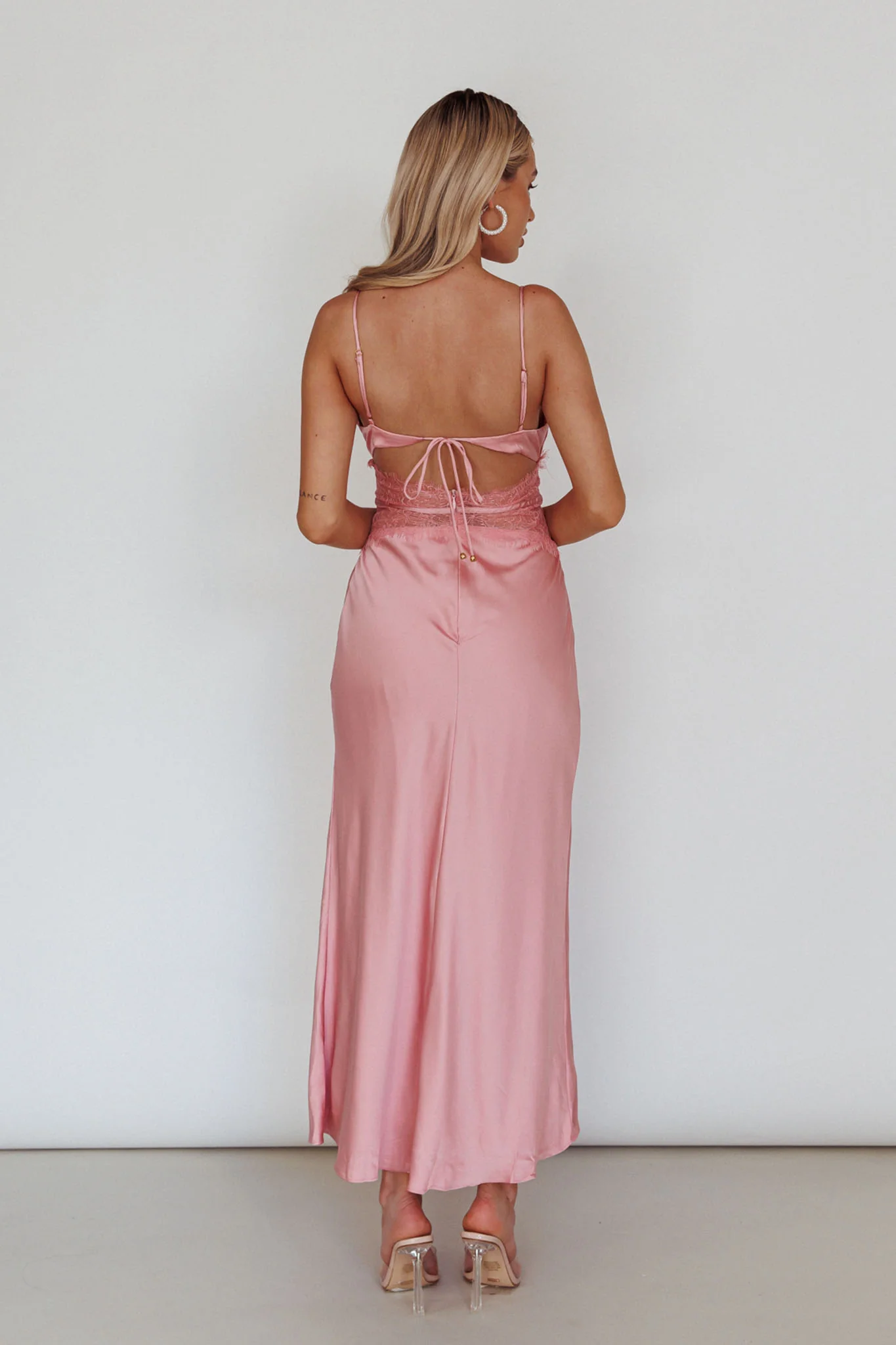 Honeybee Lace Trim Maxi Dress Blush - Sonourner