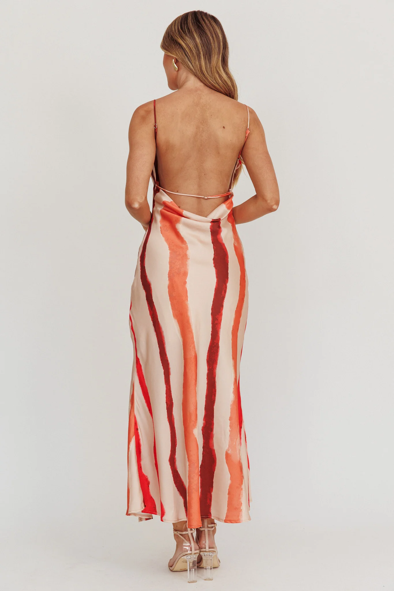 Blondine Cowl Bust Split Maxi Dress Peach - Sonourner