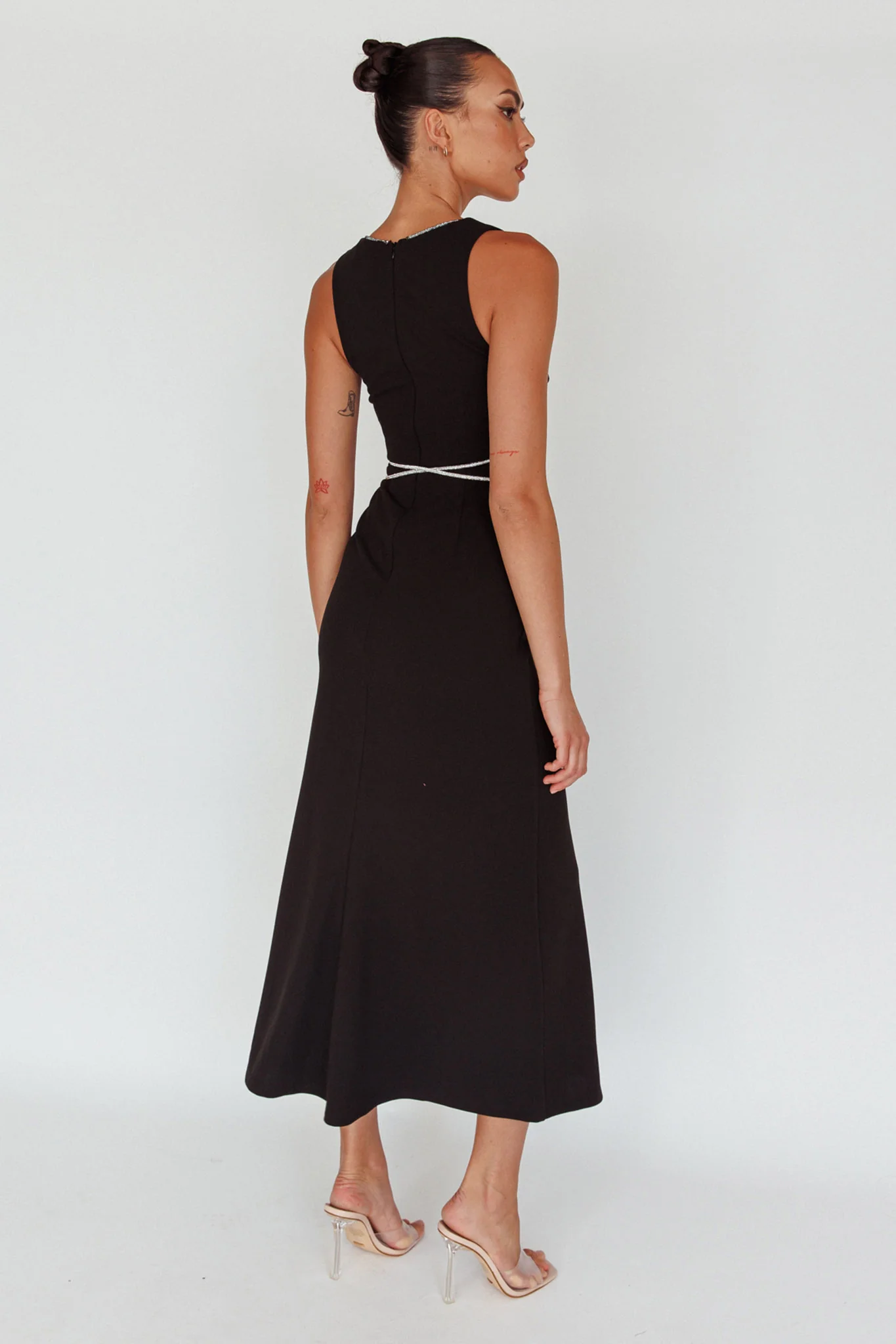 Del Sol Diamante Rope Maxi Dress Black - Sonourner
