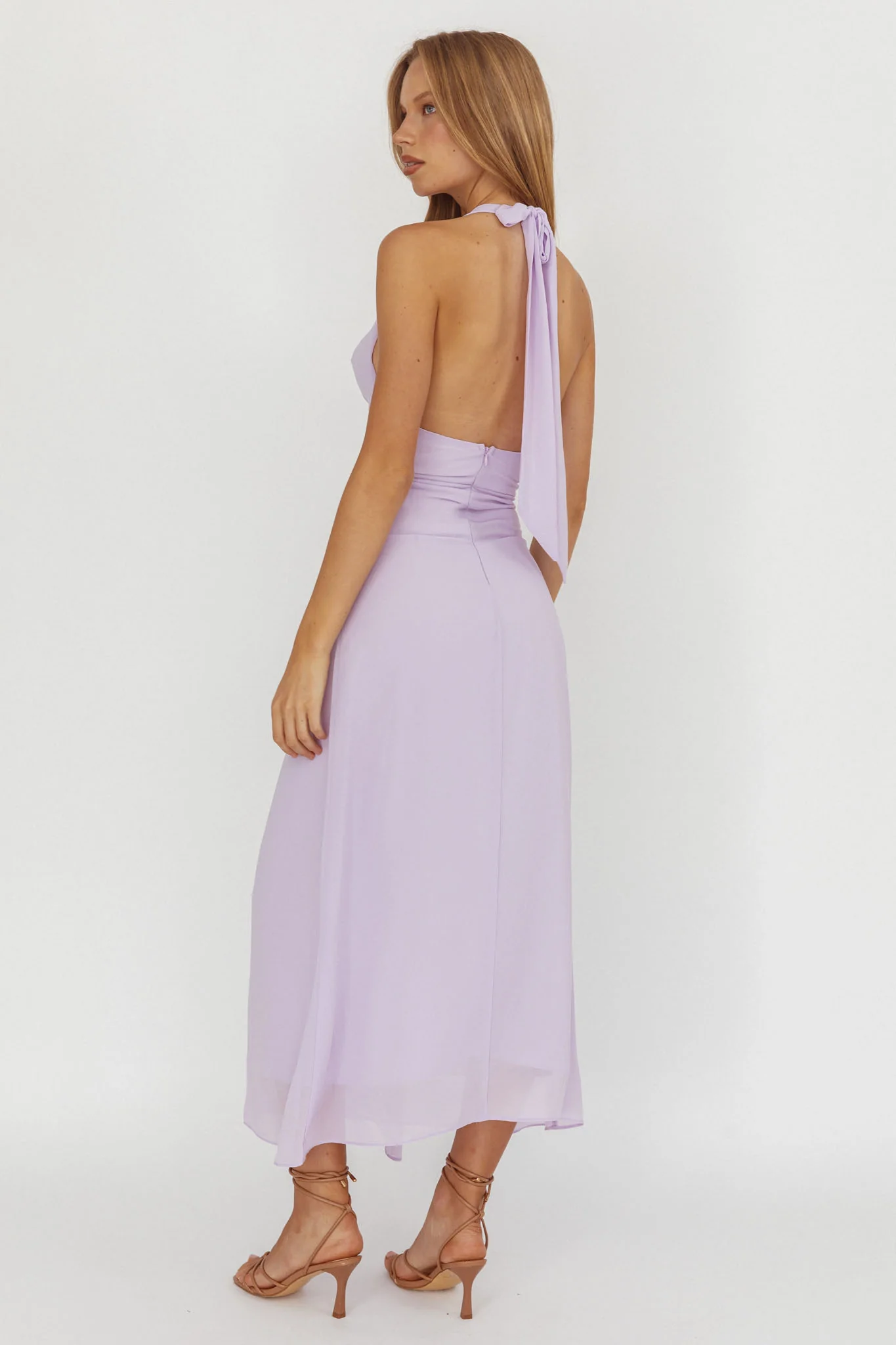 Maretha Cowl Halterneck Maxi Dress Lilac - Sonourner