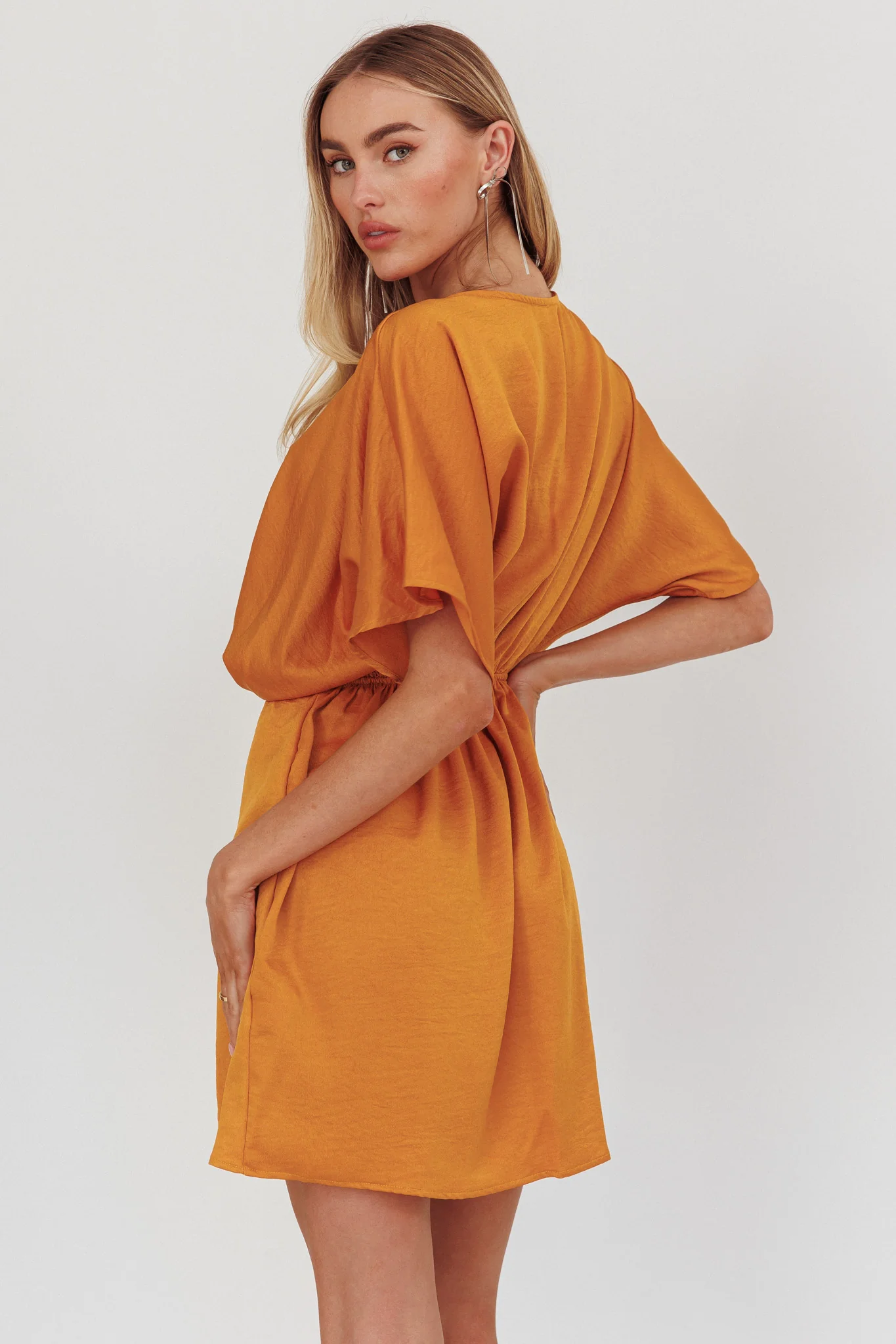 Lunisolar Flutter Sleeve Mini Dress Mustard - Sonourner